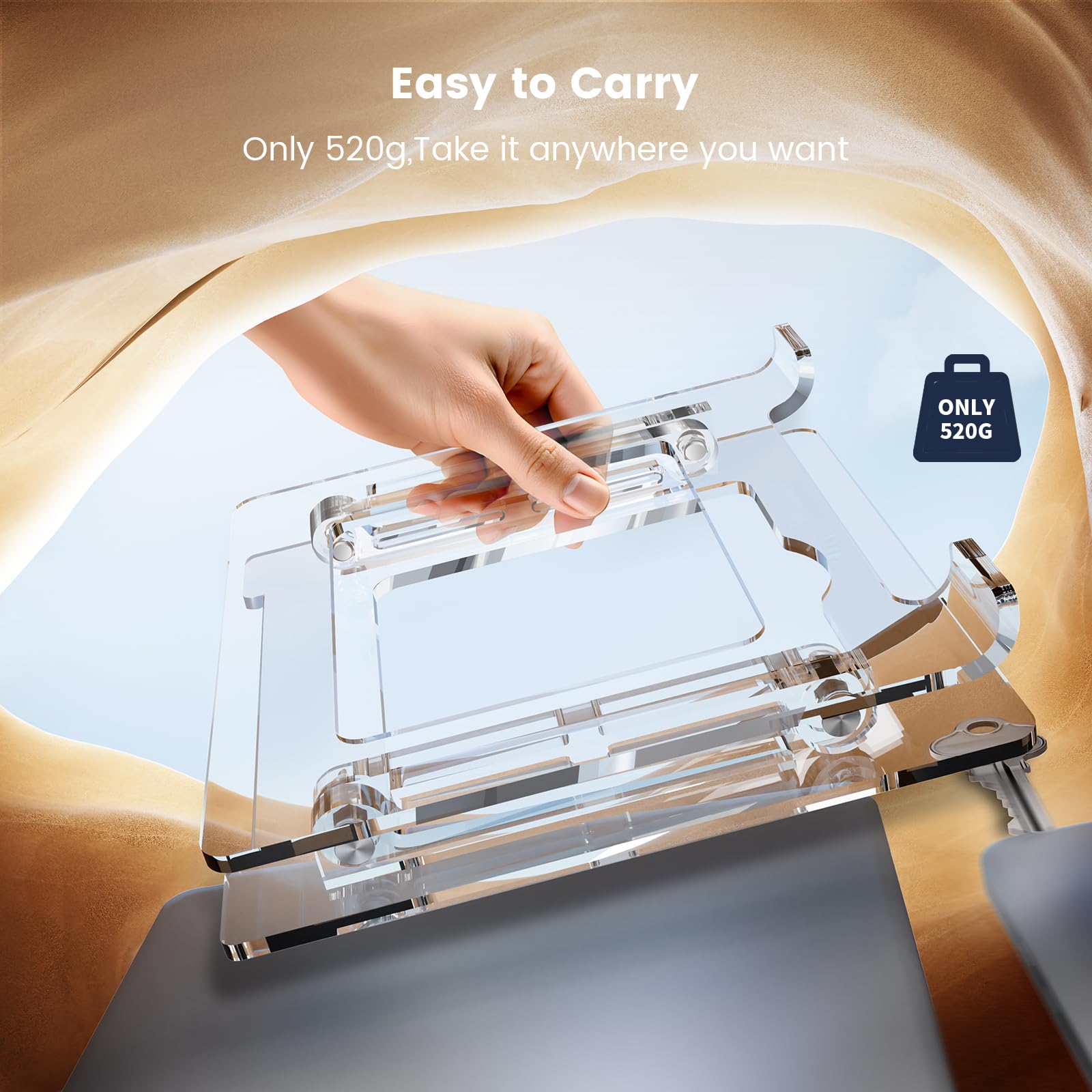 Soporte Ergonómico Ajustable para Portátil de Acrílico F120Y