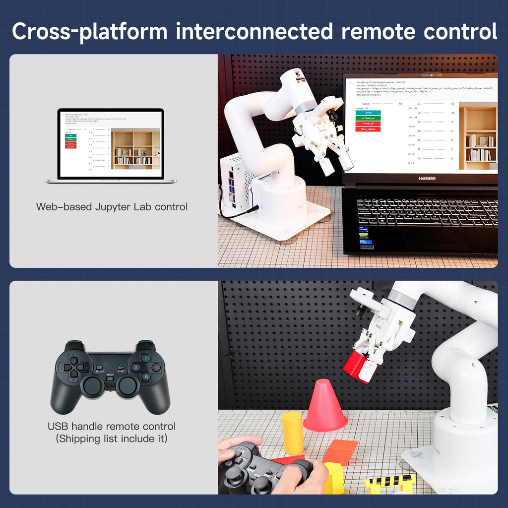 Bras Robotique ROS 7-DOF Programmable avec Pince Adaptative pour