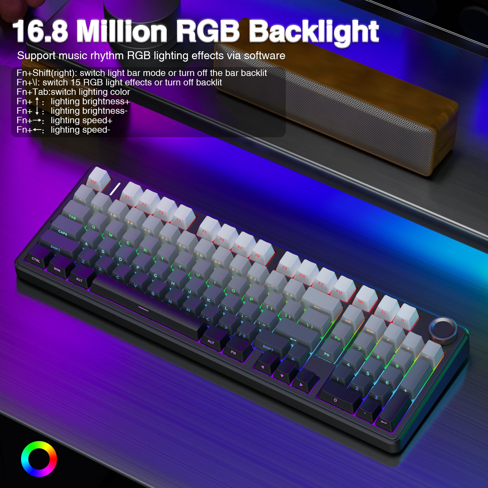 Teclado Mecánico Inalámbrico F99 Pro Intercambiable en Caliente Tri-Modo