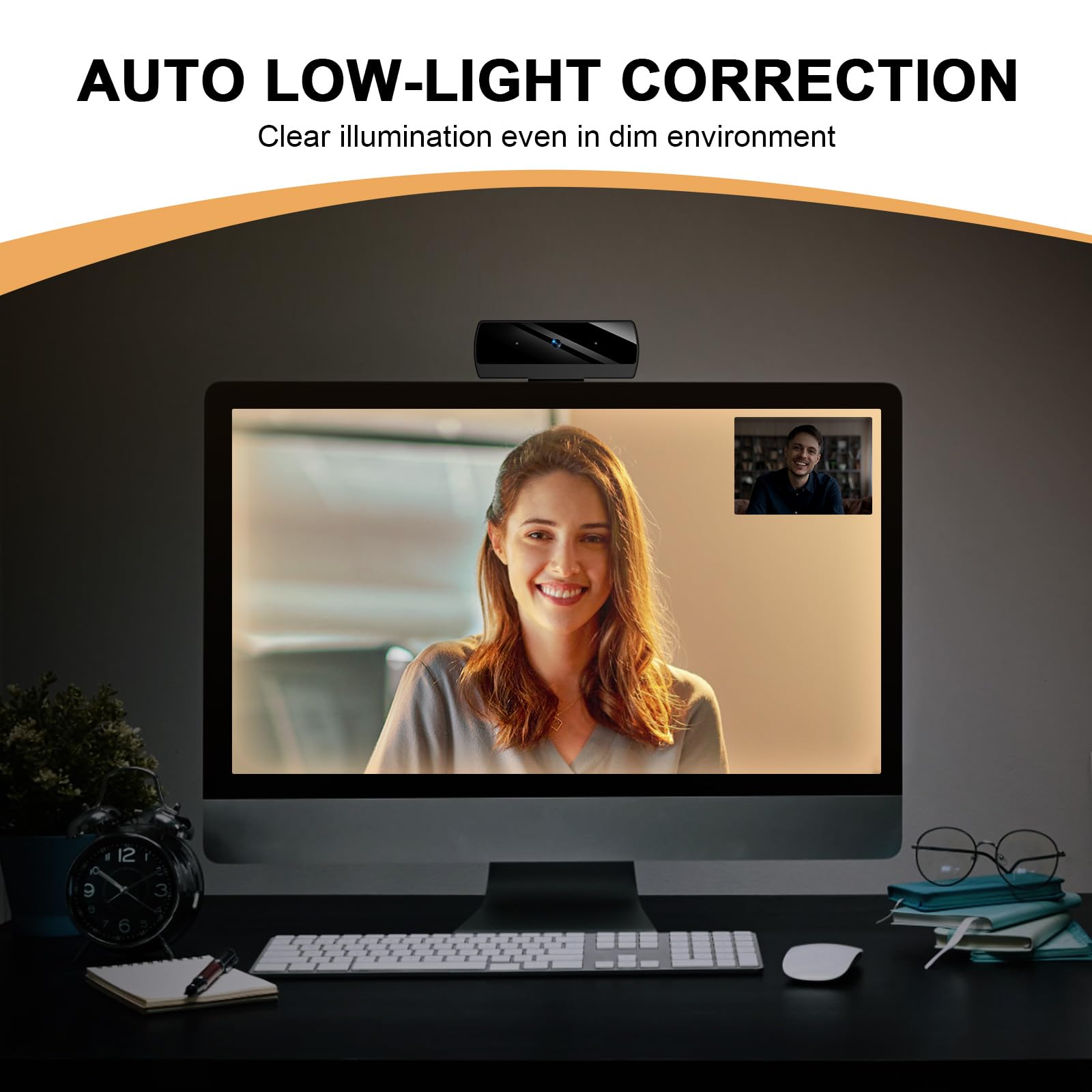 Diccik 1080P Webcam with Microphone, Full HD Video Calling Web Camera, HD Light