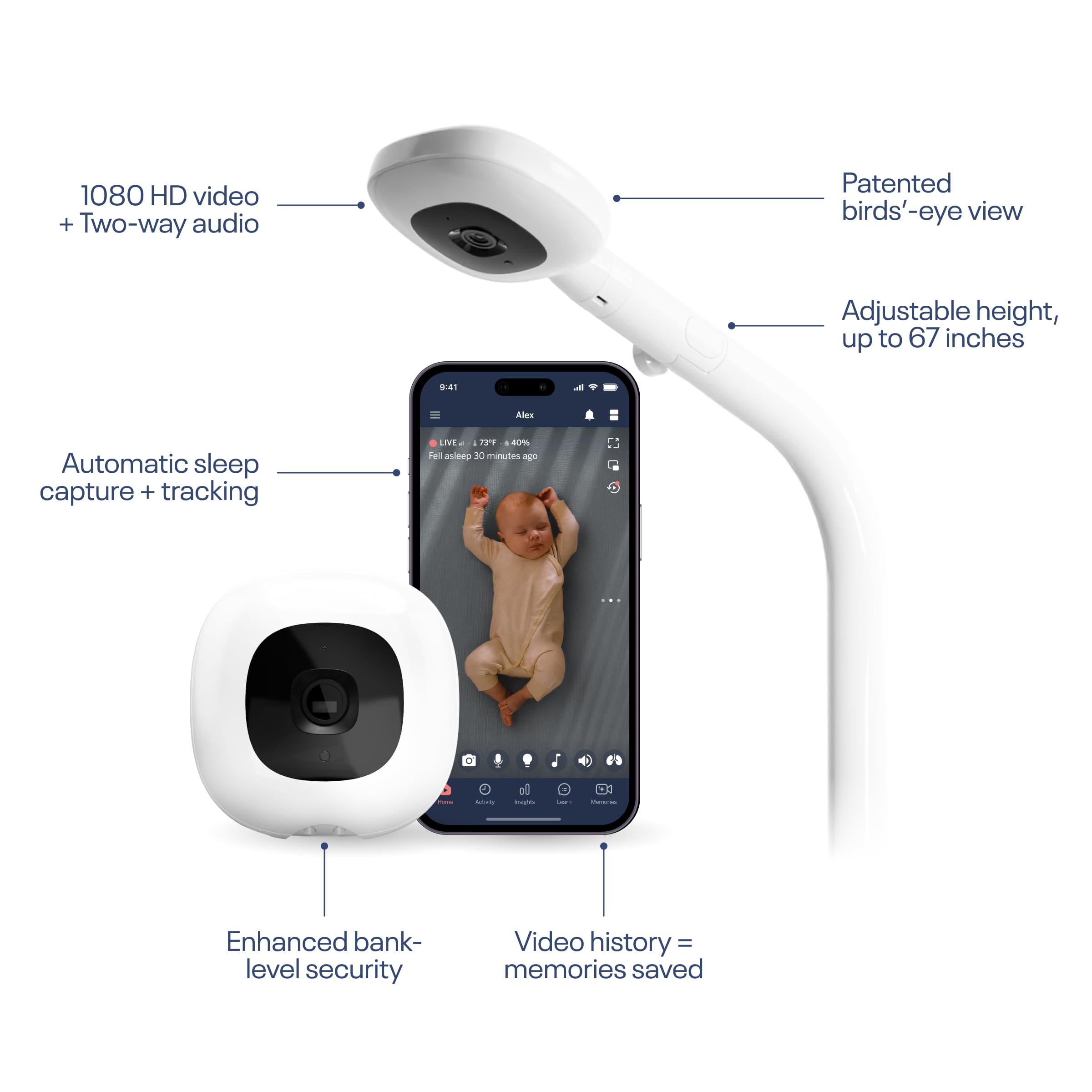 Smart Baby Monitor with Floor Stand 1080p HD Wi-Fi