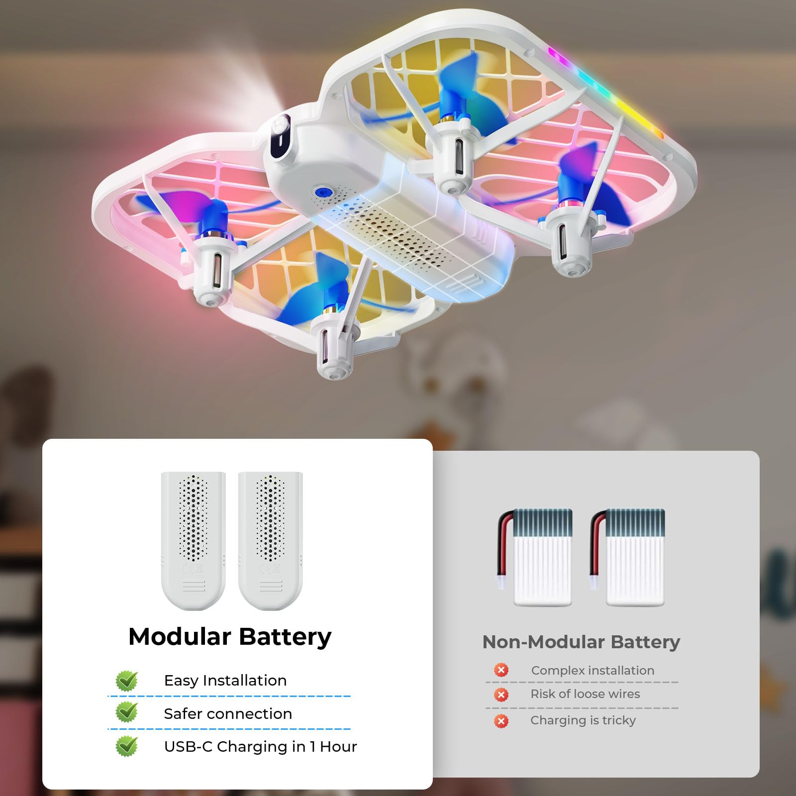HOFMOC Mini Drone for Kids 8-15, Indoor Drones Gifts for Boys 8-12, Boys Toys Age 8-10, Beginner Drones with Propeller Protection, Throw to Go, Altitude Hold, 3D Flips and Headless Mode