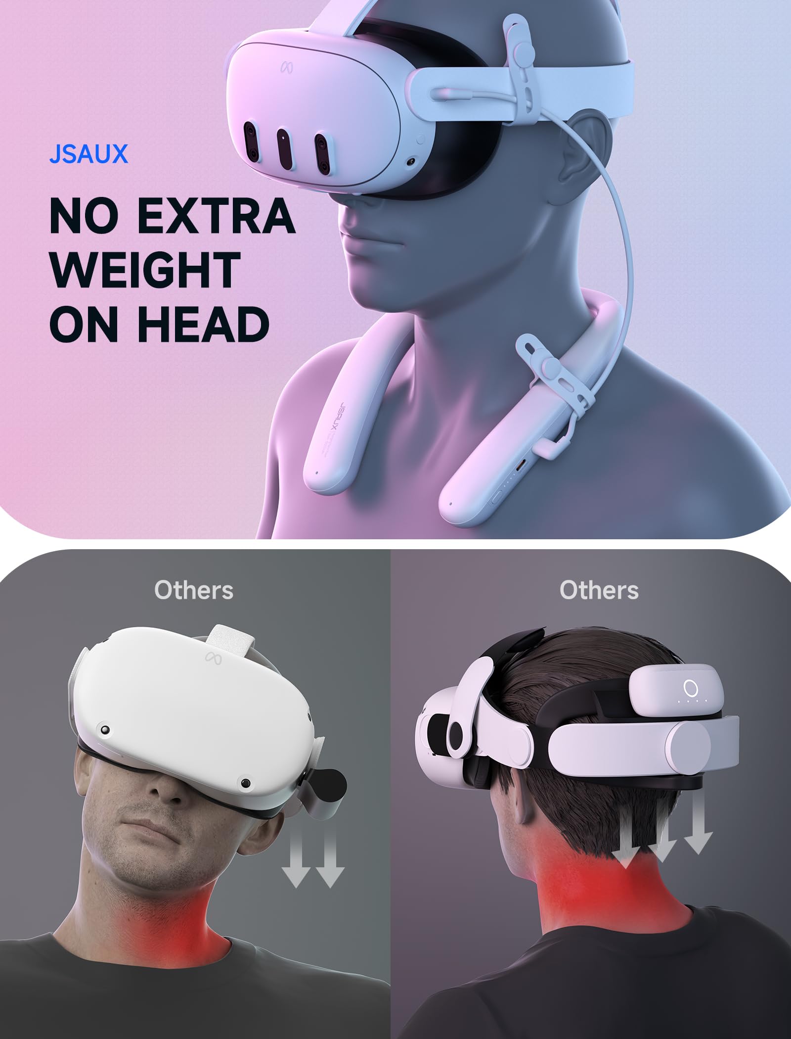 JSAUX Battery Pack for Oculus Quest 3 2, 10000mAh PD Fast Charger Infrared Function Battery Pack, VR Extend Power Accessories, Compatible with Oculus Quest 2, Meta Quest 3, Meta Quest 3S