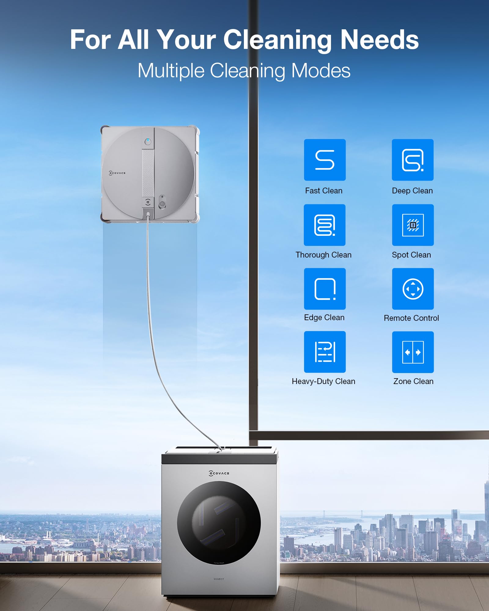 ECOVACS W3 Omni Hands-Free Robot Window Cleaner with Auto-Clean