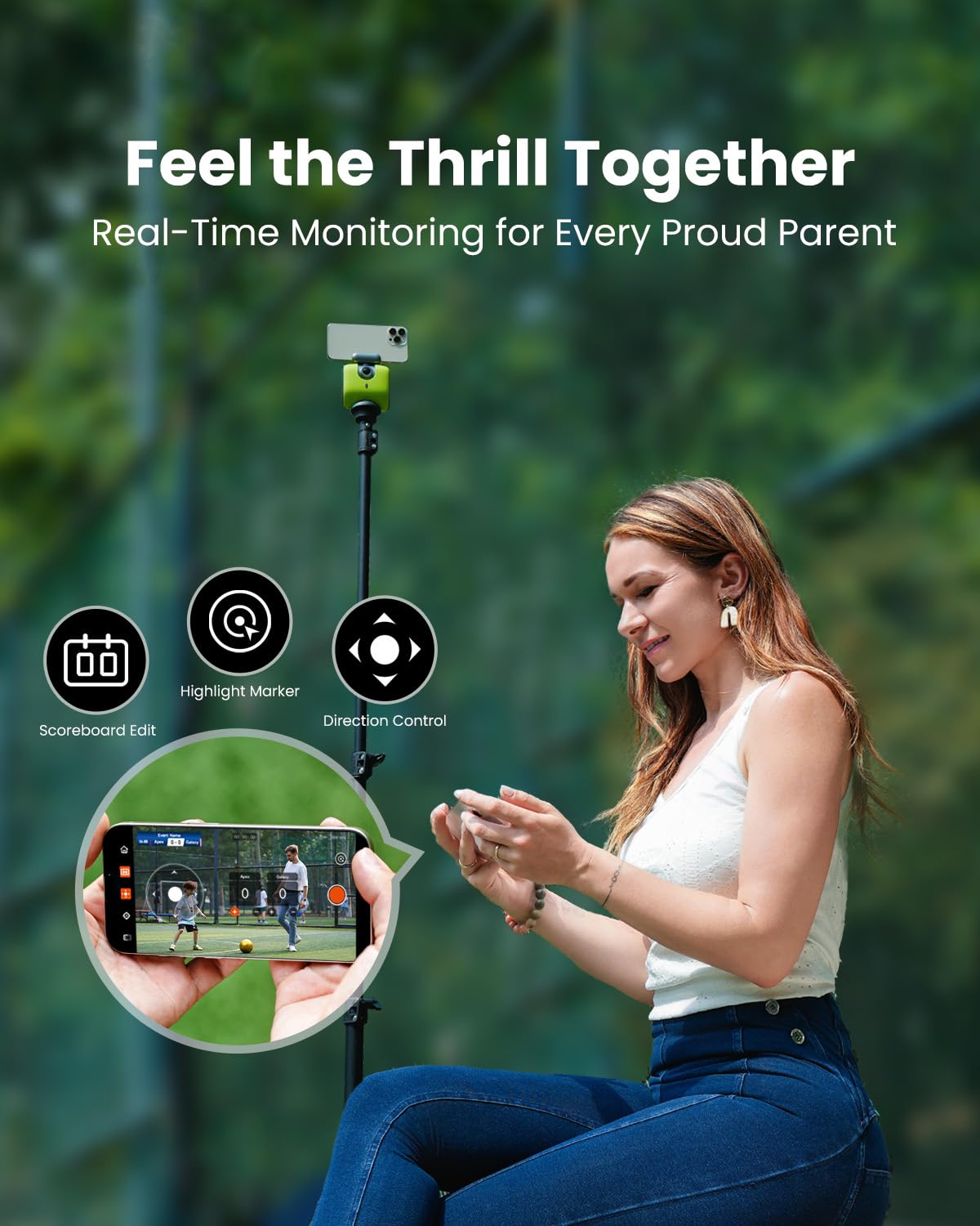 XbotGo Chameleon AI Auto Sports Action Camera - 4K 60FPS Soccer Camera and Basketball Tracking Camera for Team Sports, Live Streaming, No Subscription, Works with iOS & Android (Lemon Green)