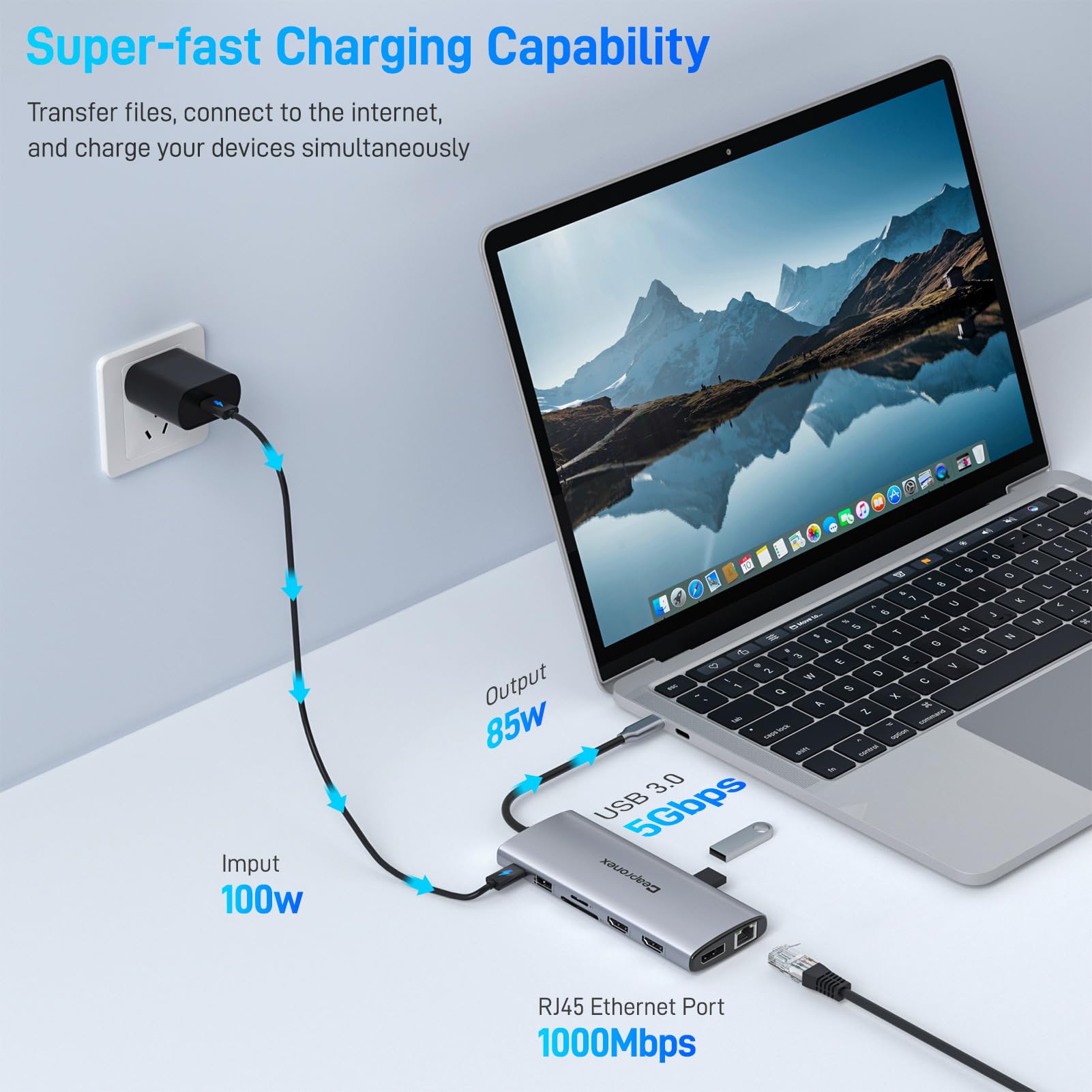 USB C Docking Station 14 in 1 with 2 HDMI 4K + DP 8K 3 Monitors Triple Display for Laptop,/MacBook Pro/Air/HP/DELL/Lenovo, USB C Hub Dongle Dock with USB 3.0, RJ45,100W PD, SD/TF, Audio/Mic