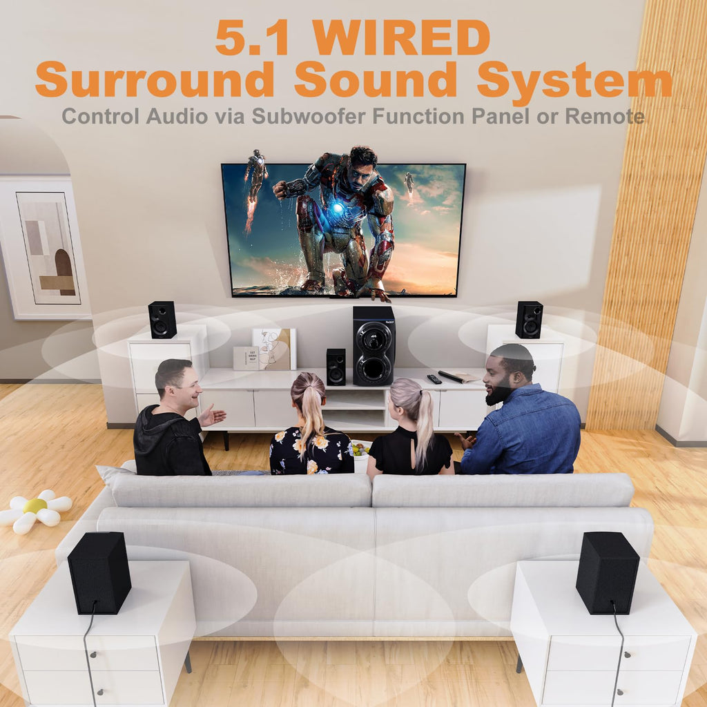Sistema de Sonido Surround 5.1 1400W con Subwoofer de