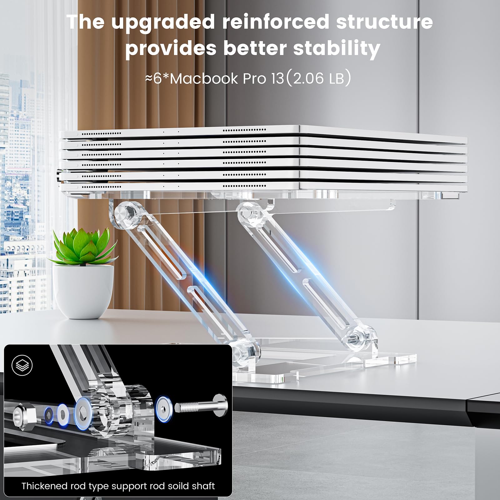 Soporte Ergonómico Ajustable para Portátil de Acrílico F120Y