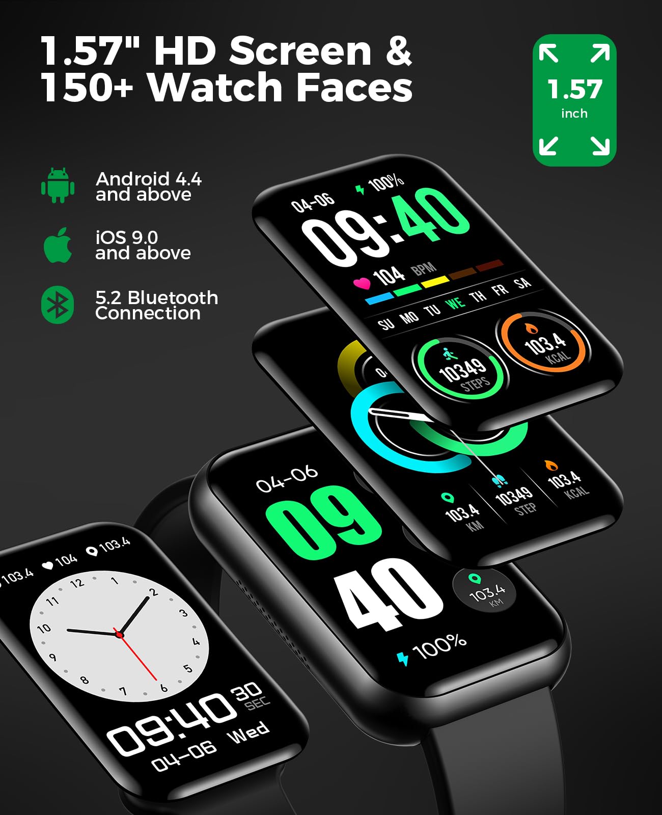 Умные часы-трекер фитнеса с Bluetooth-звонками, 114 видов спорта