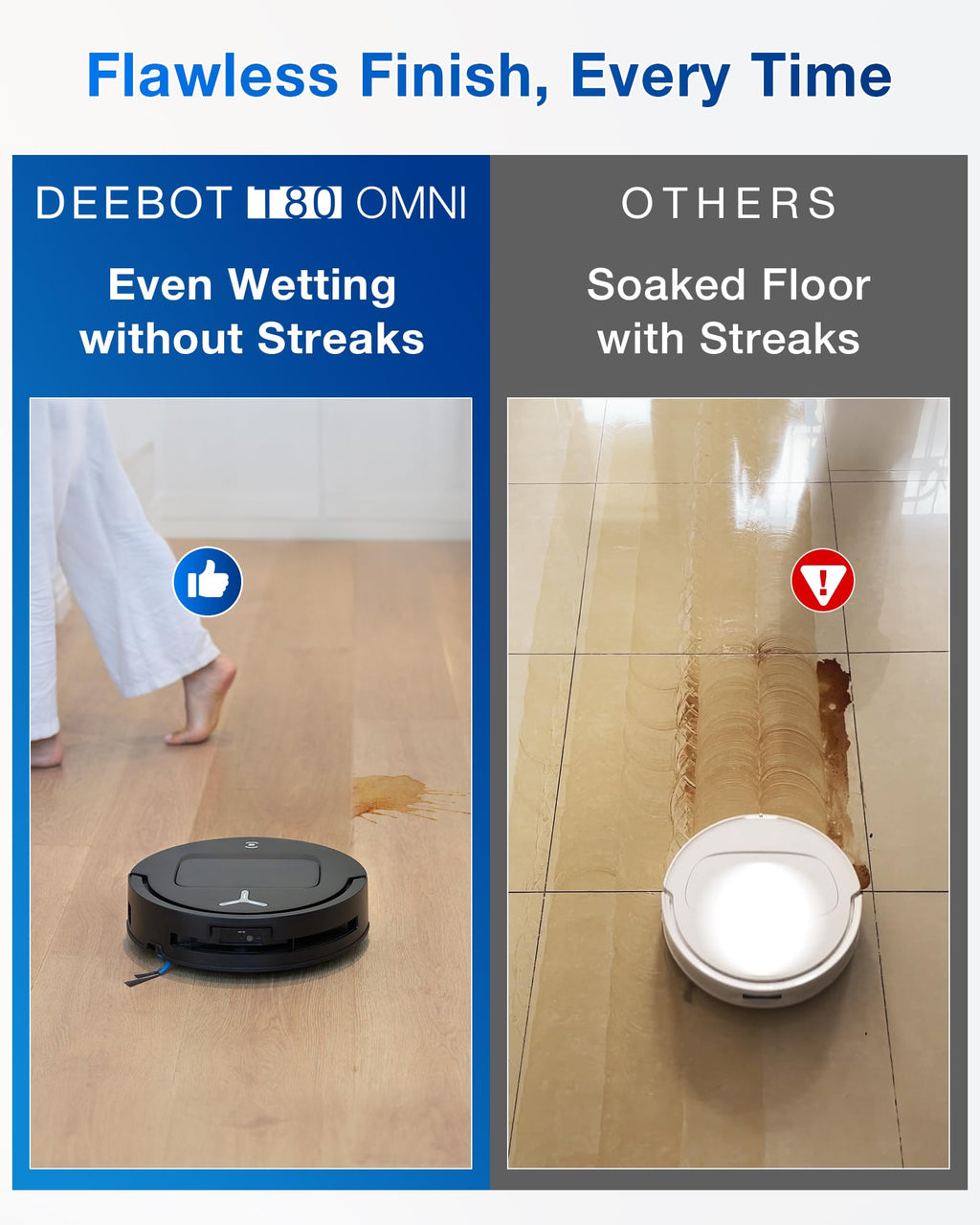 Robot Aspirateur et Serpillière Autonettoyant avec Navigation IA T80