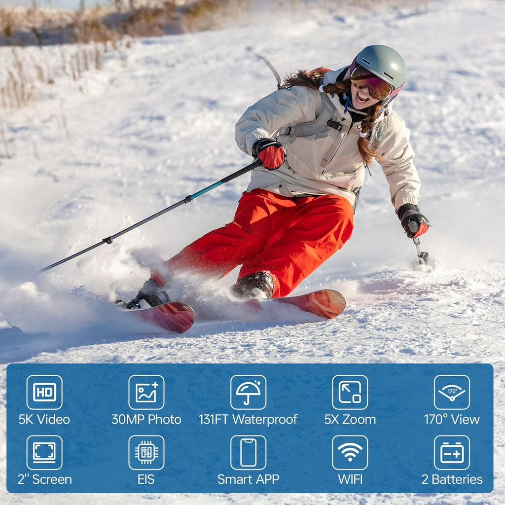Caméra d'action étanche 5K avec WiFi et EIS Modèle