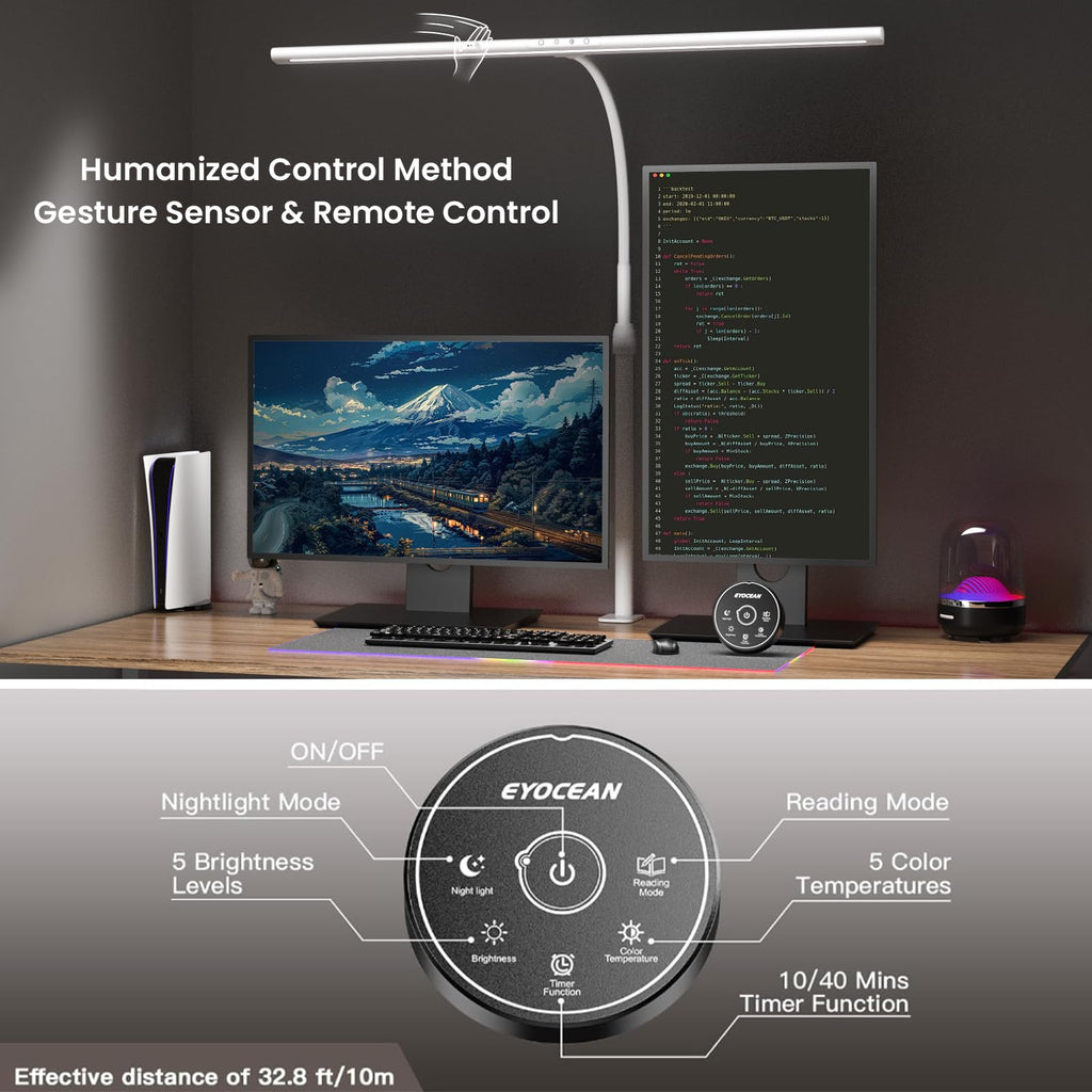 31.5" Desk Lamp Gesture Sensor Remote CLED-3927C