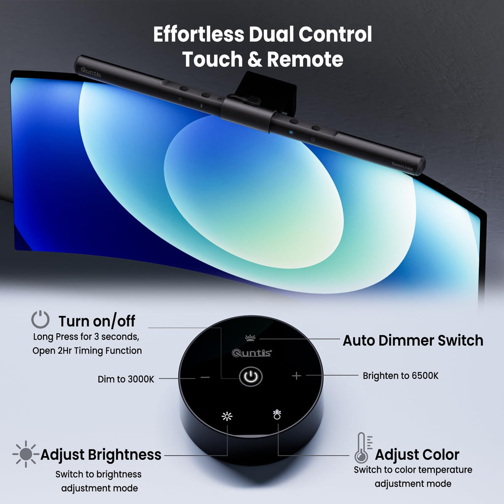 Computer Monitor Lamp with Auto-Dimming and Eye Care