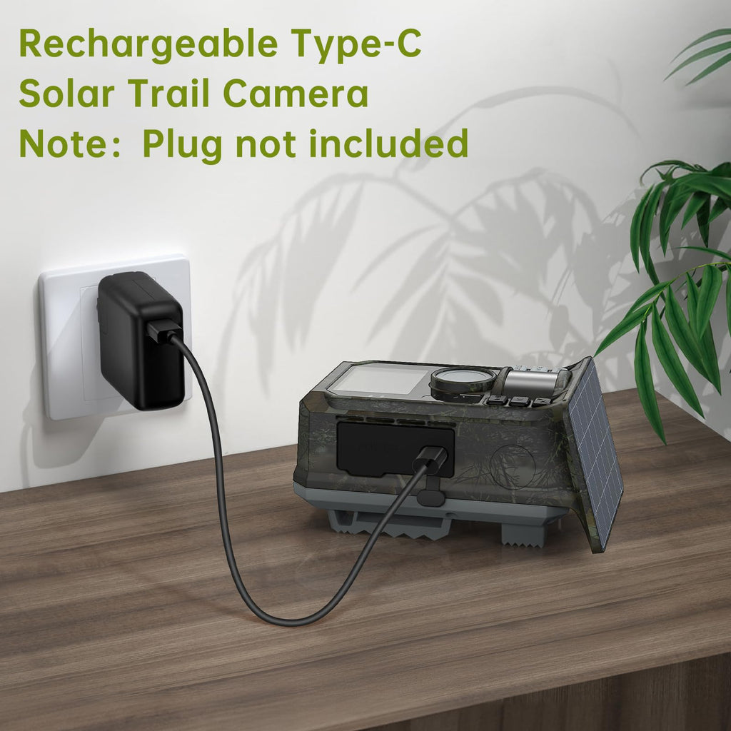 Fototrappola 4K 64MP con Batteria 5000mAh e Pannello Solare