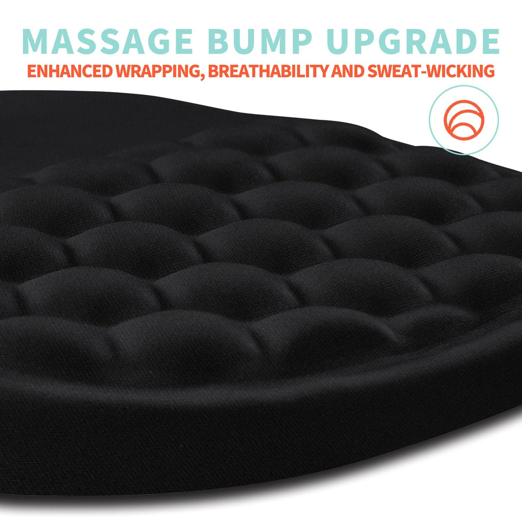 Эргономичный коврик для мыши Kuosgm с упором для запястья с эффектом памяти и массажной выпуклостью, подставка для запястья для мыши для облегчения боли при запястном туннельном синдроме (12x8 дюймов, черный)