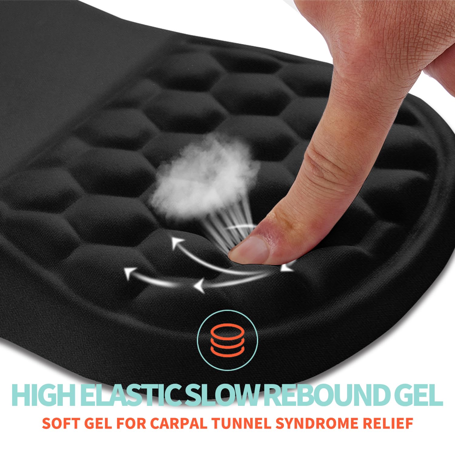 Эргономичный коврик для мыши Kuosgm с упором для запястья с эффектом памяти и массажной выпуклостью, подставка для запястья для мыши для облегчения боли при запястном туннельном синдроме (12x8 дюймов, черный)