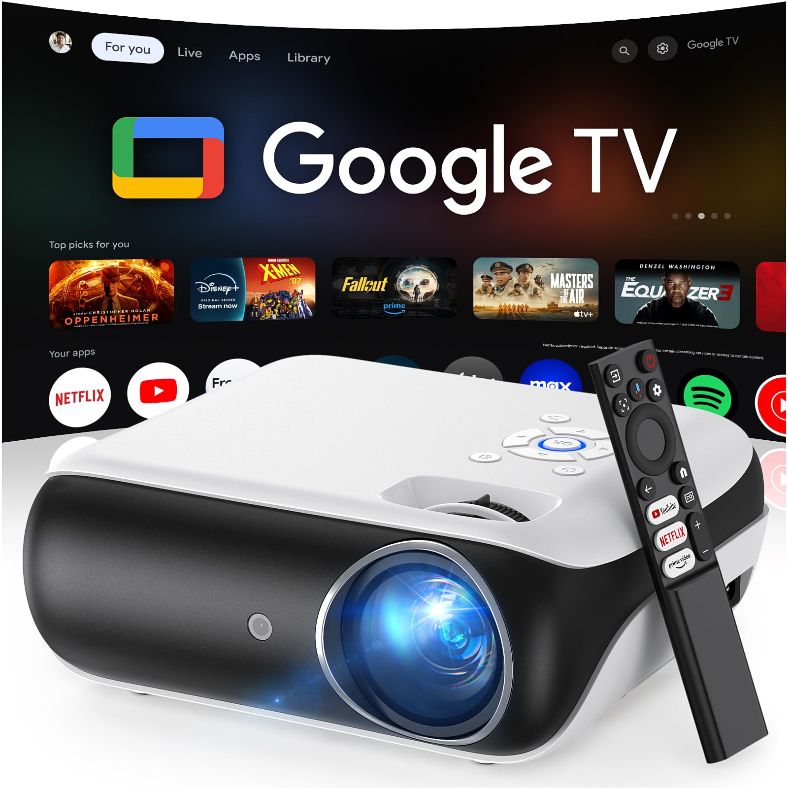 4K UHD Google TV Smart Projector with Dolby Sound