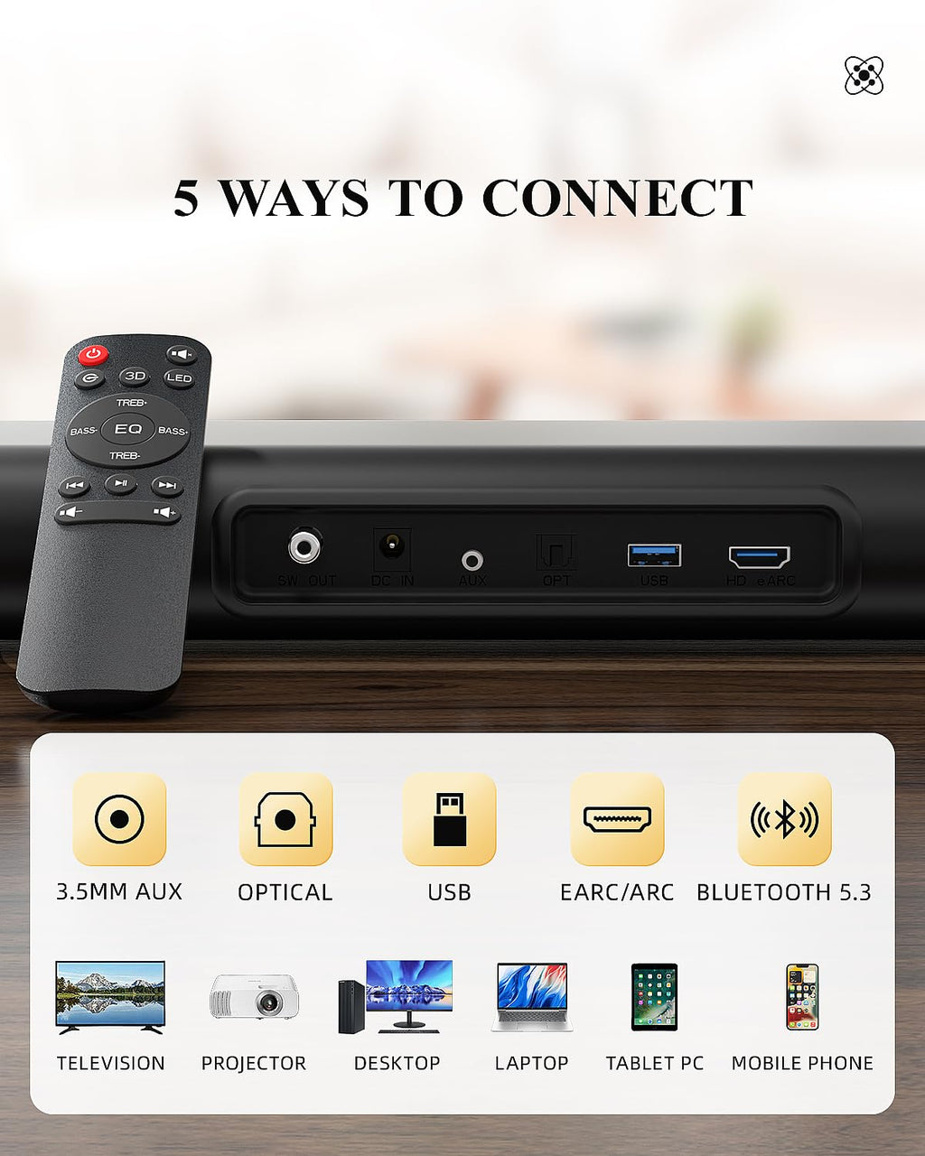 Barra de Sonido Dolby Atmos con Subwoofer Inalámbrico Sistema