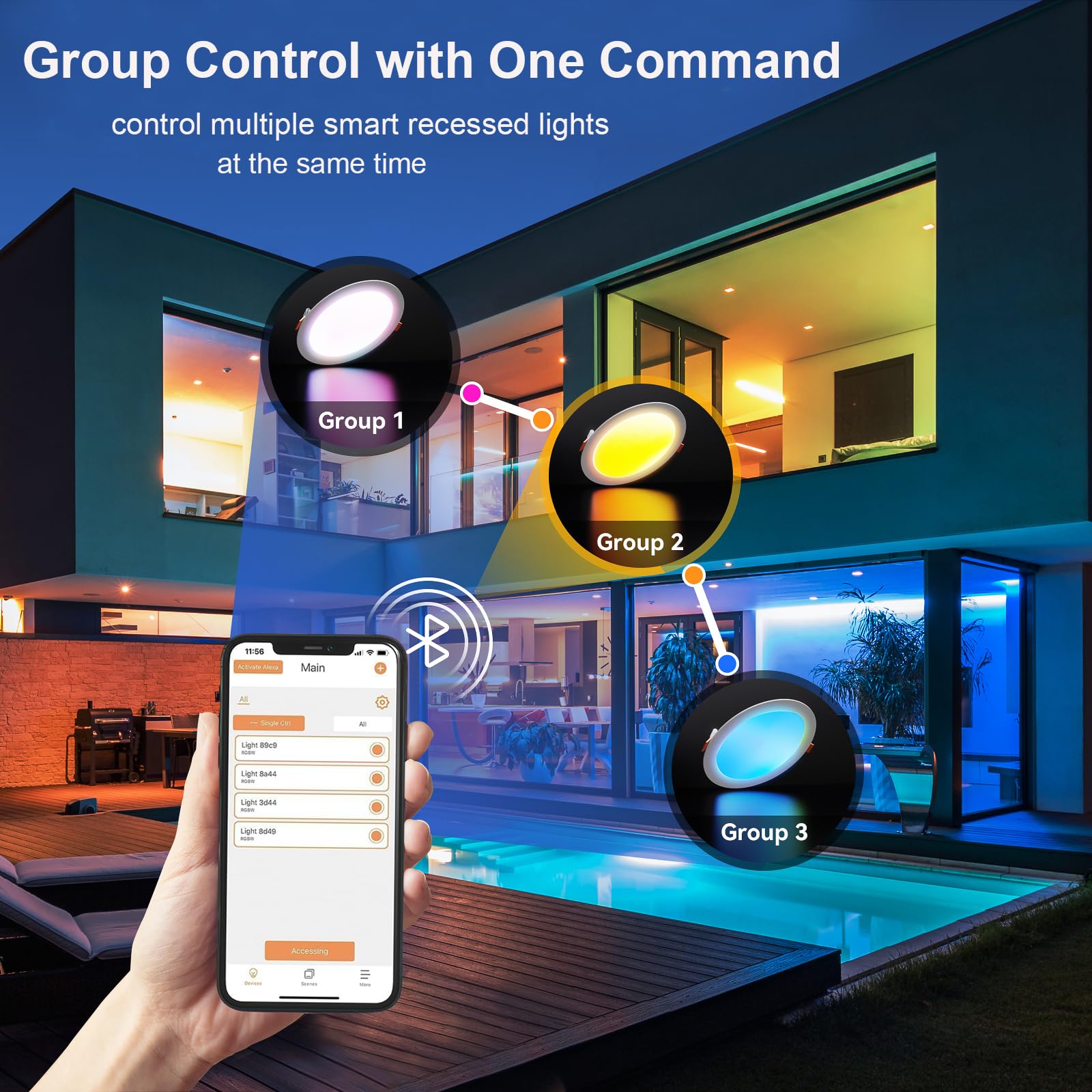 RICHSING 10 Pack 6 Inch LED Recessed Light 16W RGBCW Recessed Ceiling Lights Dimmable by Alexa & APP, 2700K-6000K 1350LM Recessed Lighting with Junction Box,16 Million Colors, DIY Scenes, 23 Modes