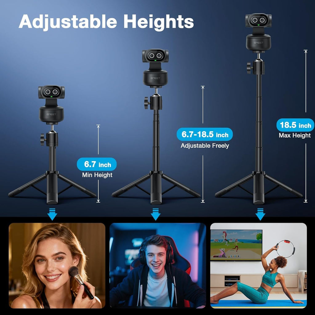 EMEET PIXY Dual-Camera AI PTZ 4K Webcam with Tripod