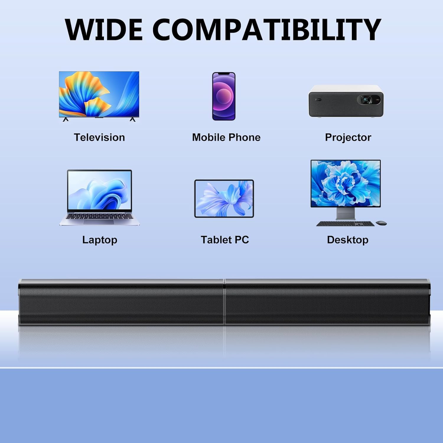 Barra de Sonido Bluetooth de 80W para Smart TV