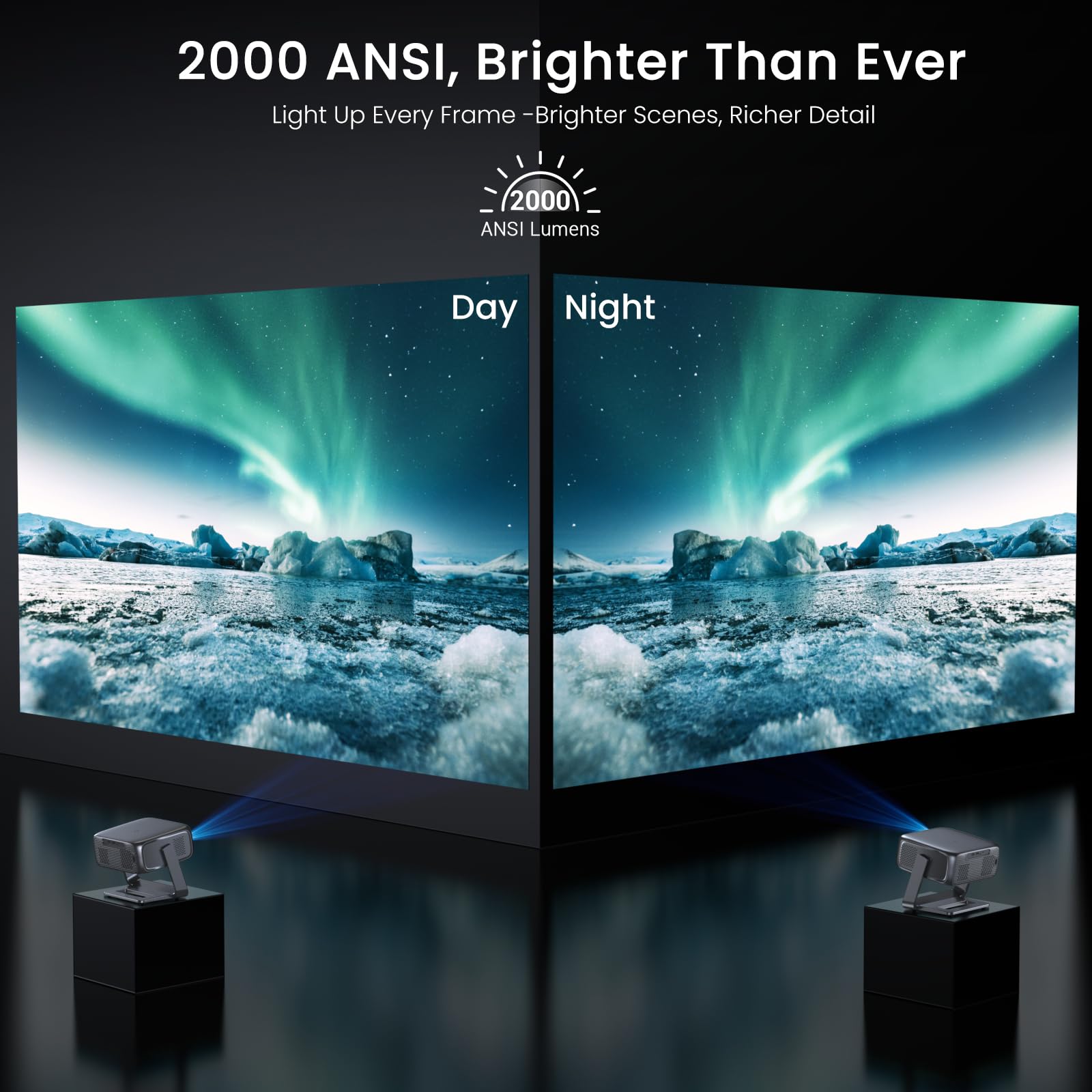 Google TV 4K Outdoor Projector 2000 ANSI HAPPRUN