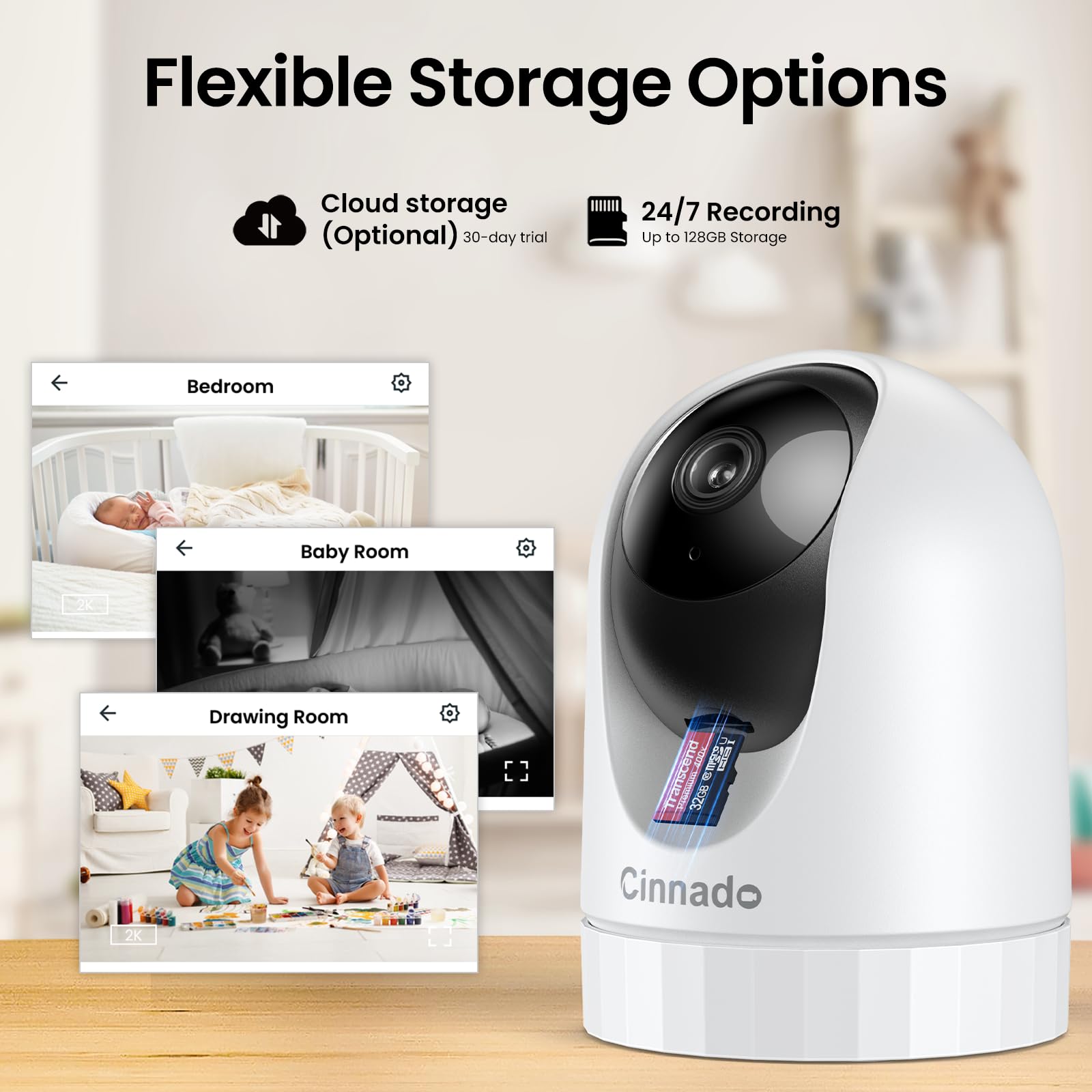 2K 360° Daxili WiFi Təhlükəsizlik Kamerası Gecə Görüşü ilə