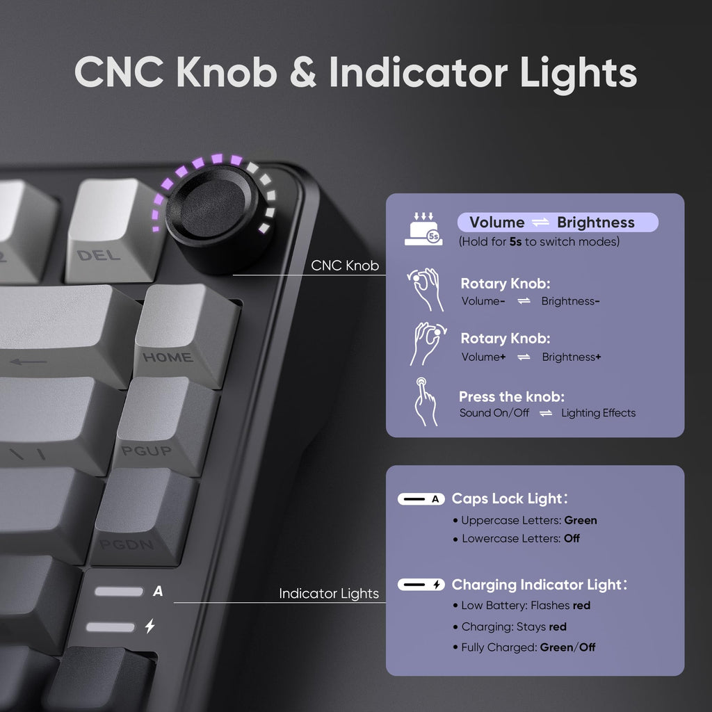 Teclado Mecánico Inalámbrico para Juegos K75 75% Hot Swappable