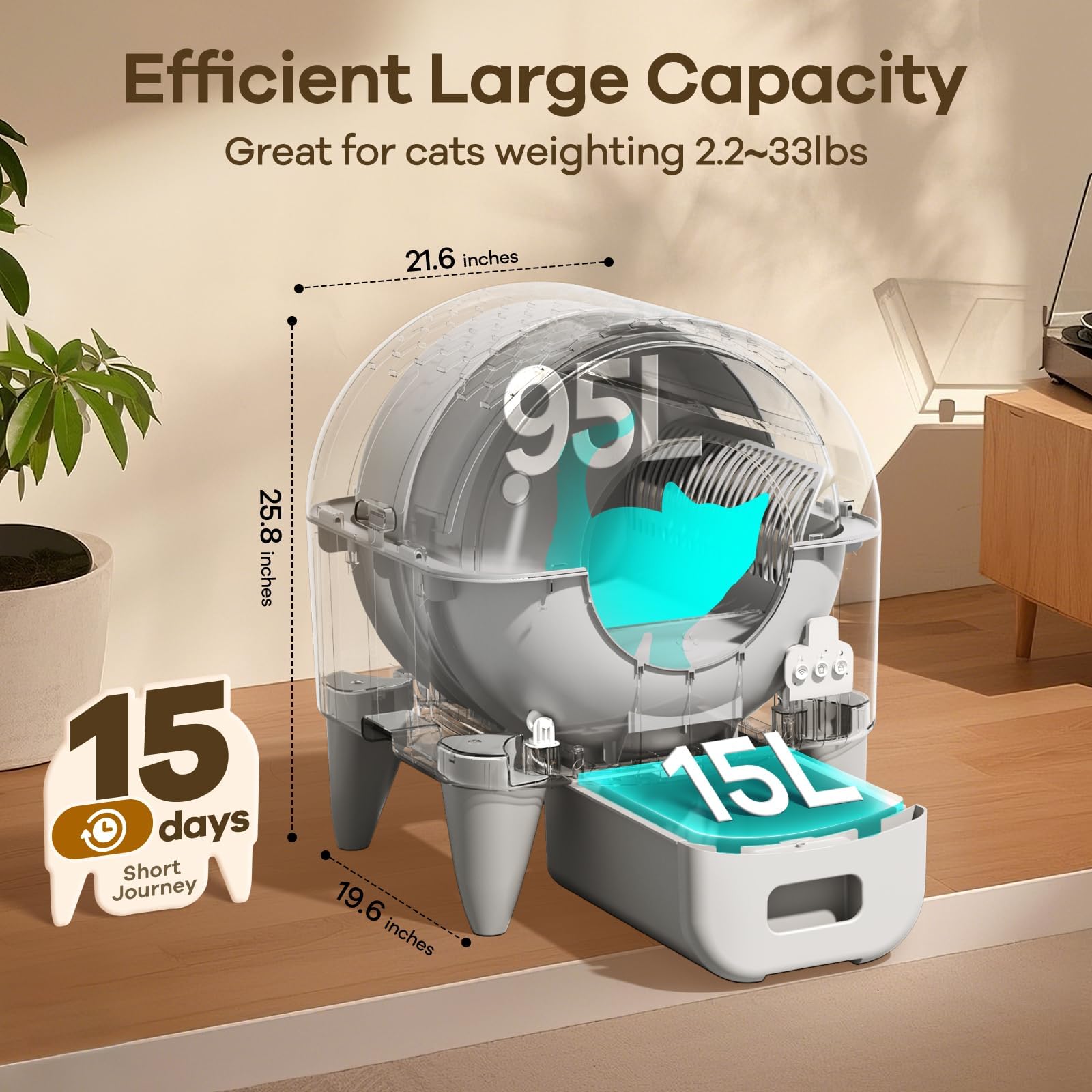 Automatische Selbstreinigende Katzenklo mit App und großer Kapazität