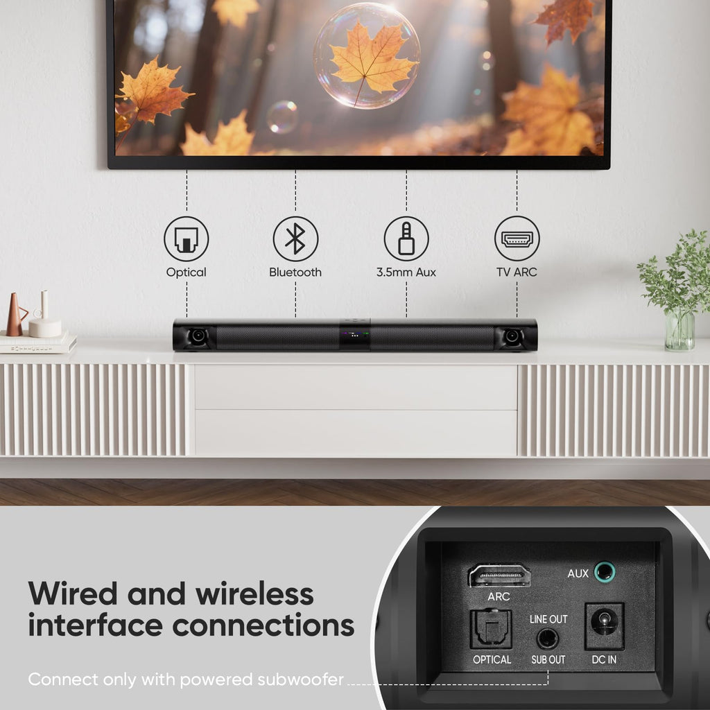 Barra de Sonido Desmontable de 80W para Smart TVs