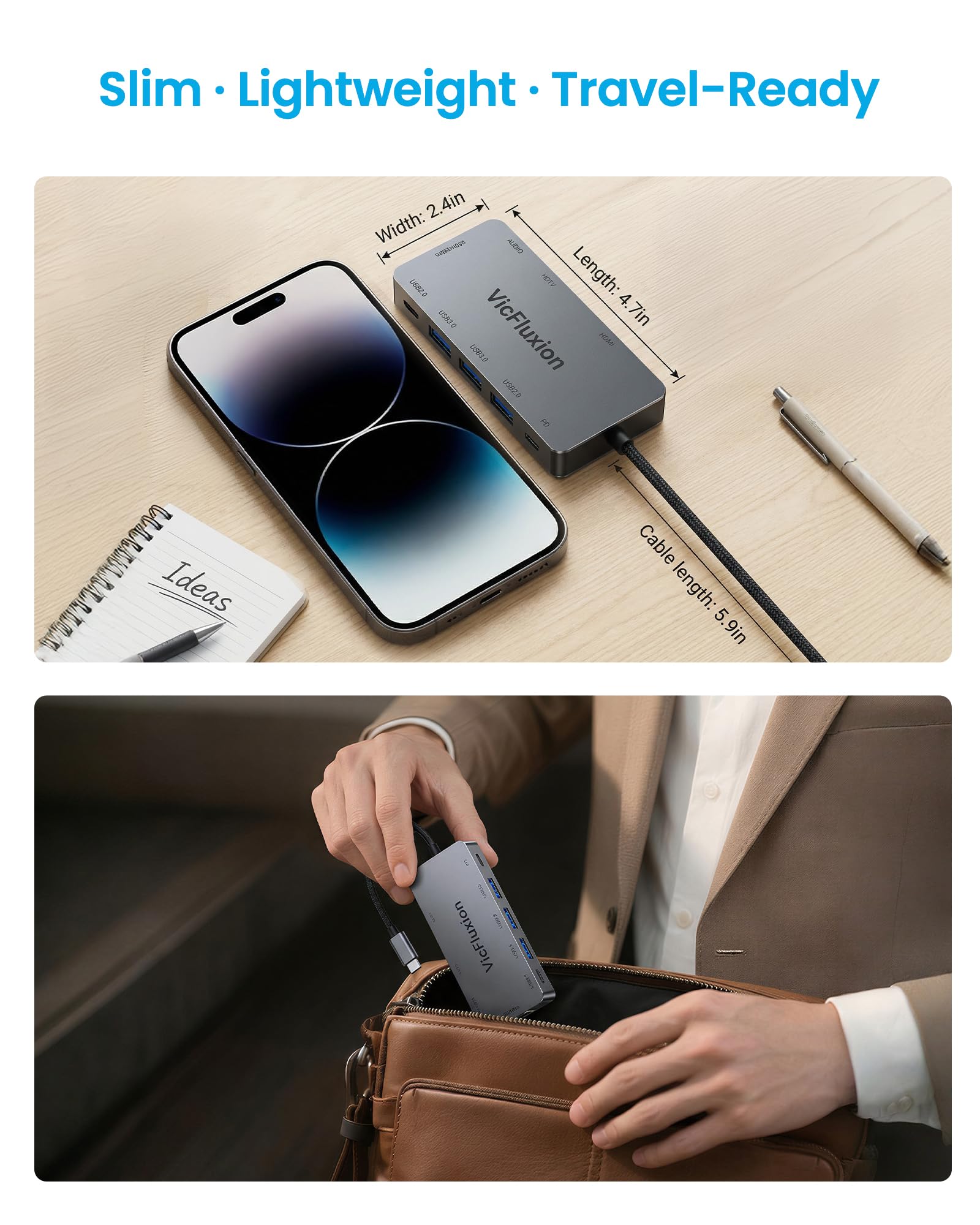 USB C Docking Station Dual Monitor, 9-in-1 USB Hub with 2 HDMI 4K@60HZ, 1×1000Mbps Ethernet, 3× USB 3.0, 1× Type C, 1× PD Charging, 1×3.5mm Audio, Dock for Laptop/Computer/Tablets/Windows