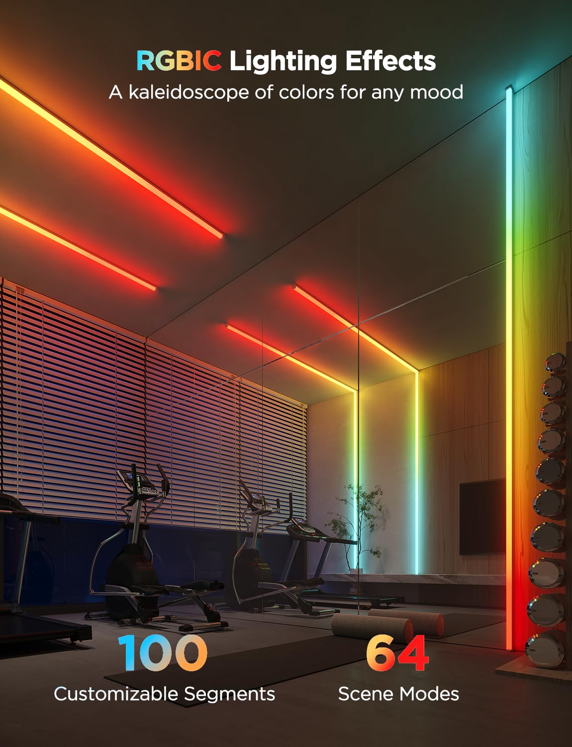 Smart RGBIC LED Strip Lights with Covers 32.8ft