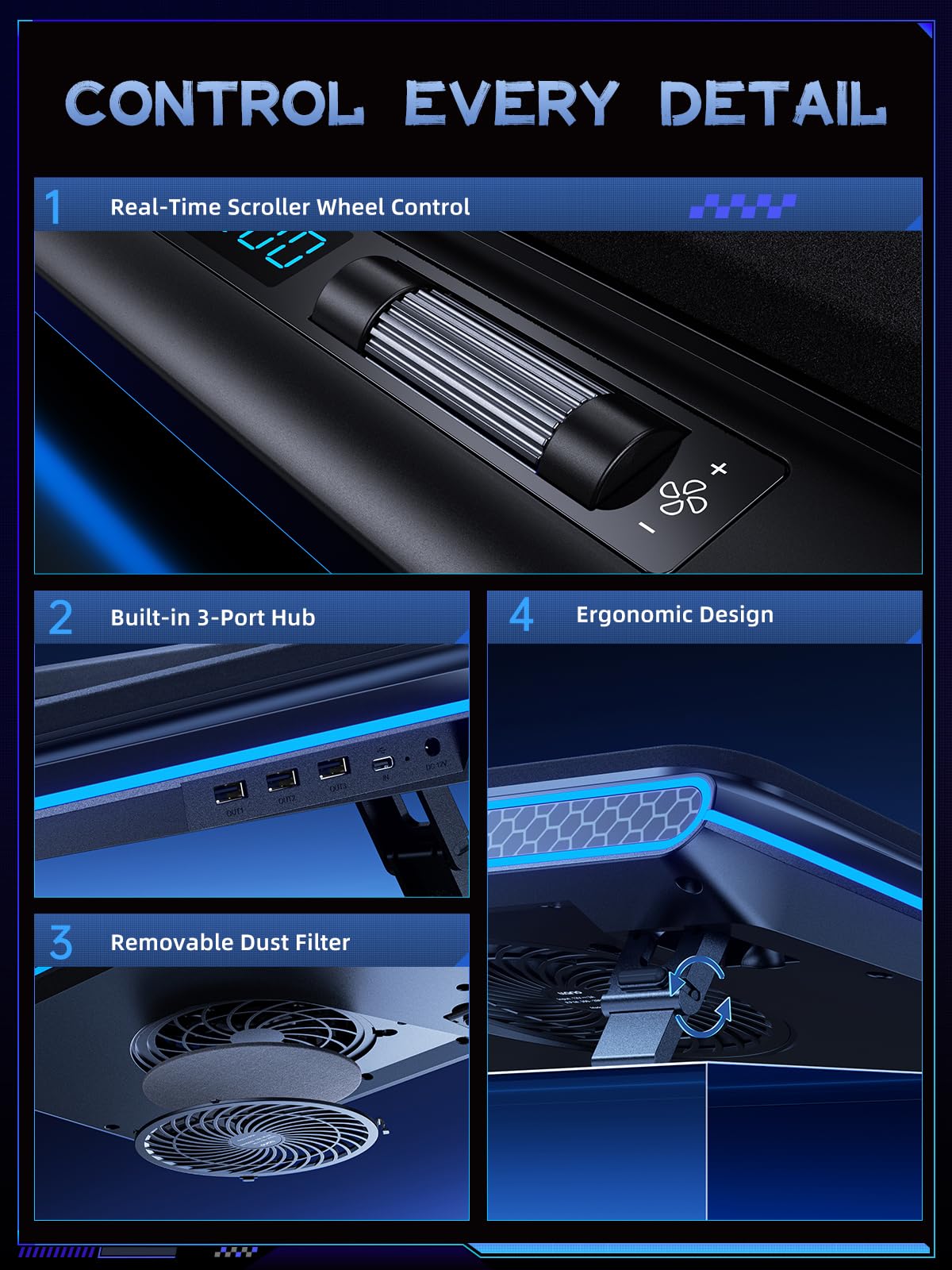 Base de Enfriamiento para Portátil Gaming Turbofan V12 RGB