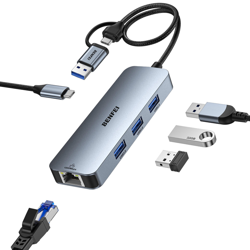 Adaptador Ethernet Gigabit USB-C con Hub USB 3.0 de