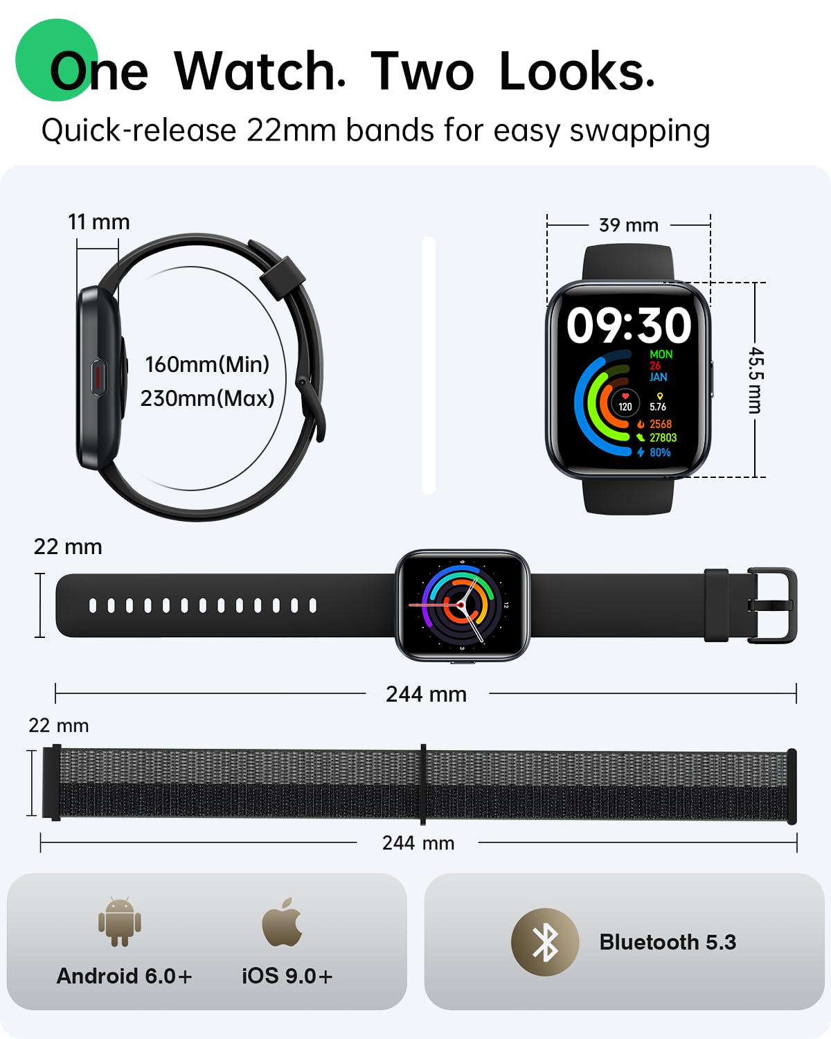 Smart Watches for Women Men, 1.83" HD Alexa Smart Watch for Android & iPhones (Calls/SMS/Reminders), Fitness Watch with Heart Rate Monitor, Sleep/Step Count Tracker, 120+ Sport Modes Pedometer Watch