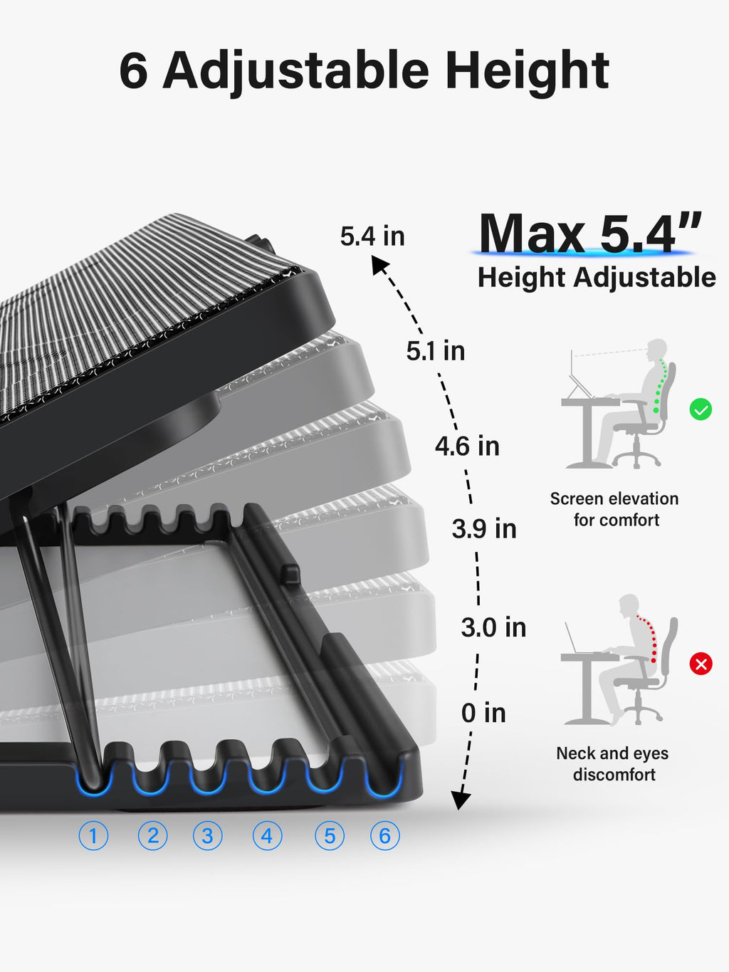 Base de Enfriamiento para Portátil con 5 Ventiladores Silenciosos