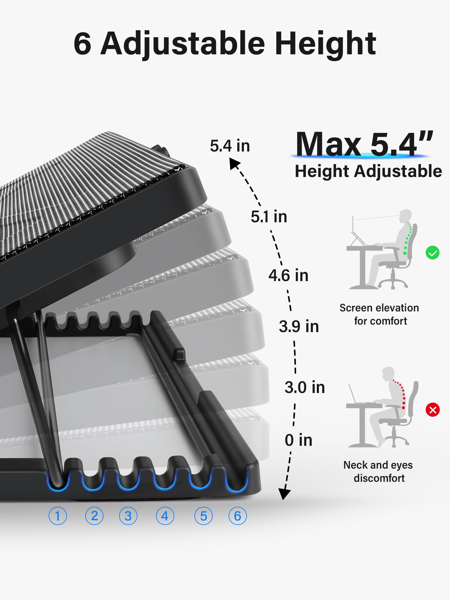 Base de Enfriamiento para Portátil con 5 Ventiladores Silenciosos