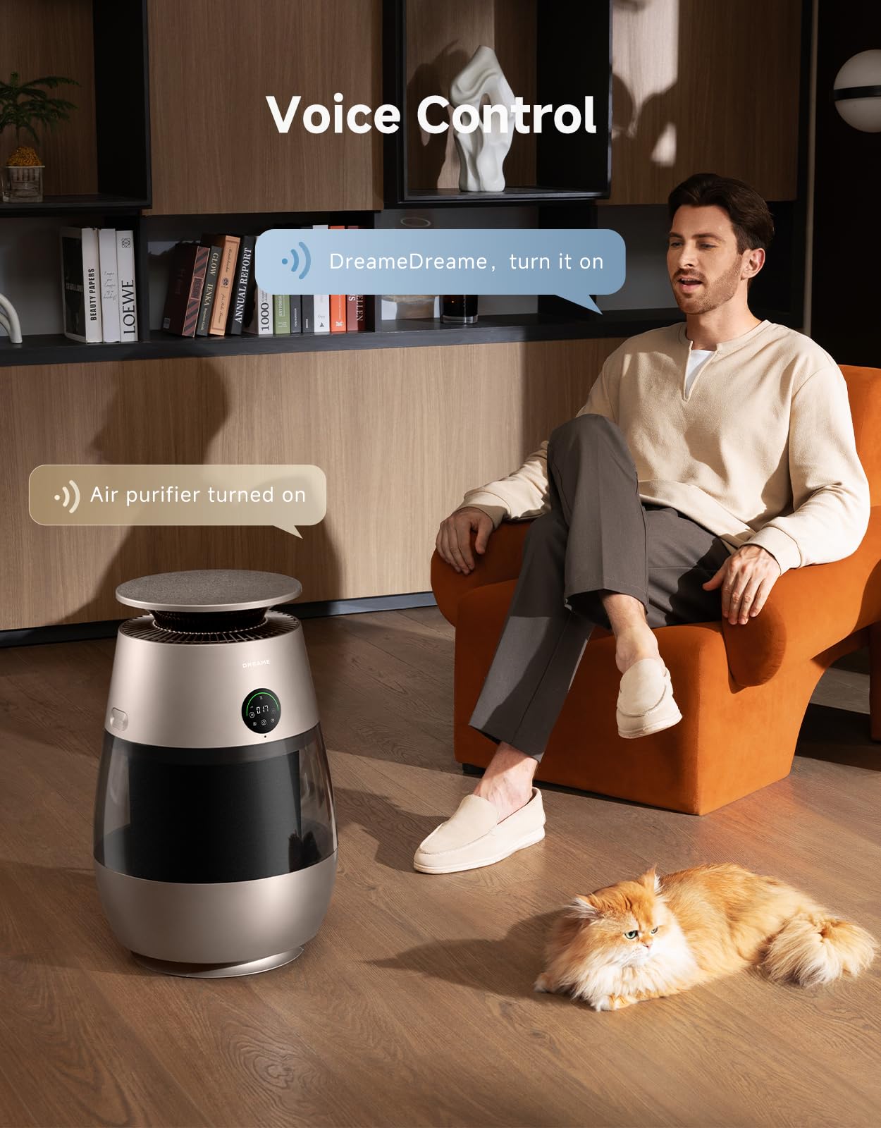 ‌Dreame Pet Air Purifier, Cleans 5,386 ft² in One Hour, 1,346 ft² for Home Large Room, NeverChange 5.4-Year Filters for Odor Purification, 360° Visual Collection of Hair, ‌Pet-Friendly Design, Glod