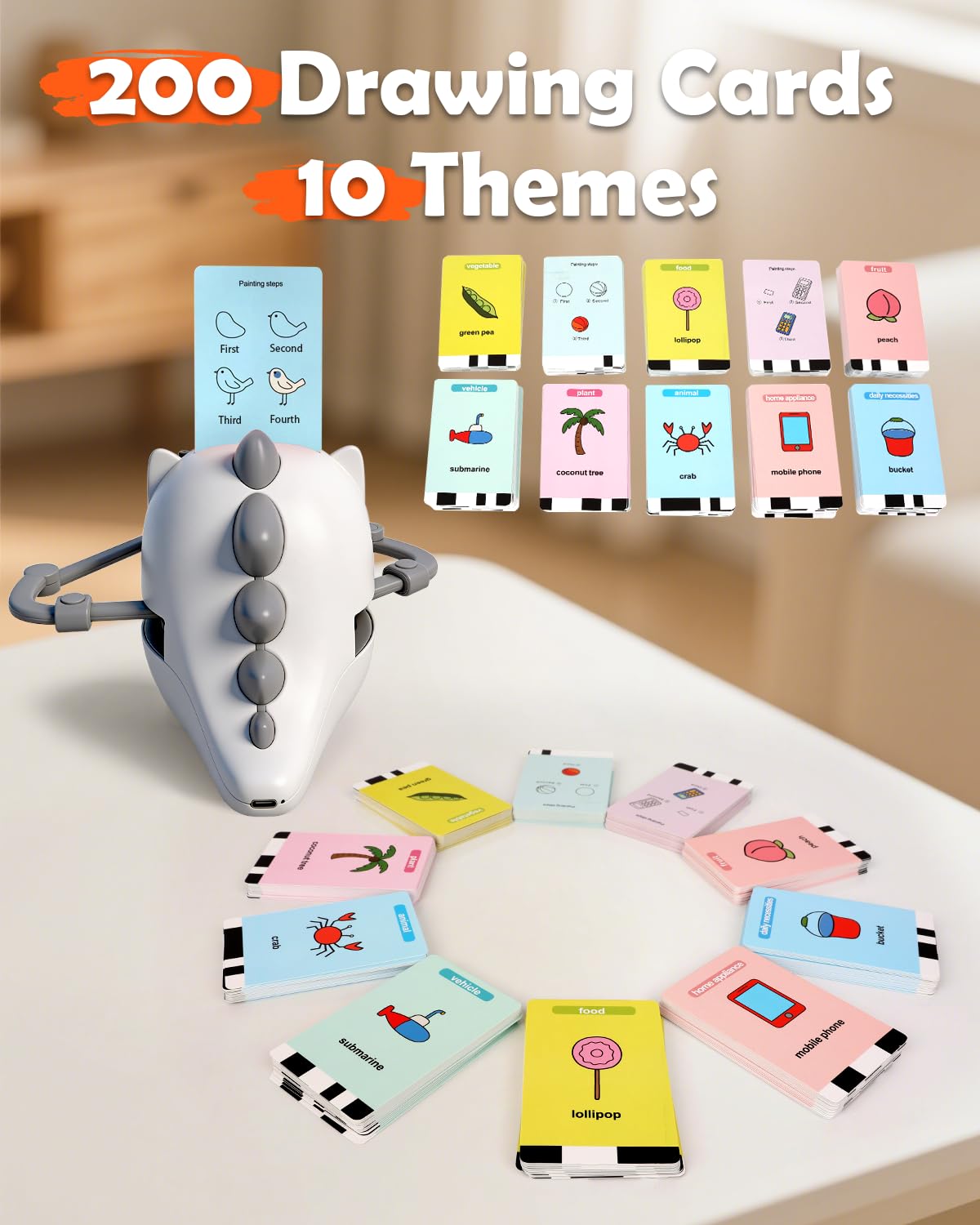 Drawing Robot Toy with 200 Cards for Kids Educational