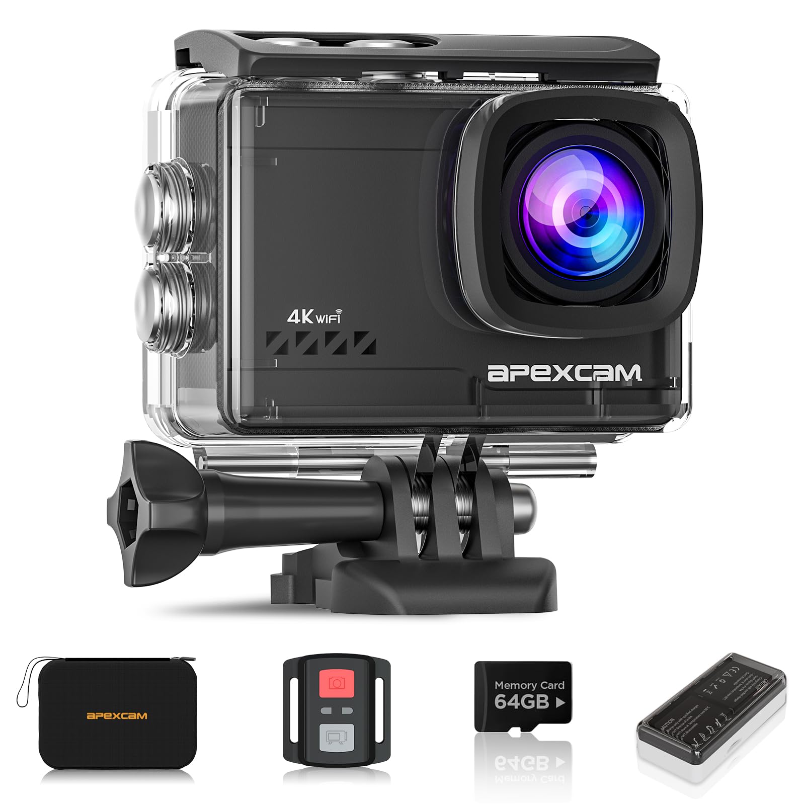4K 60FPS WiFi Action Camera Waterproof 40M with 2.0"