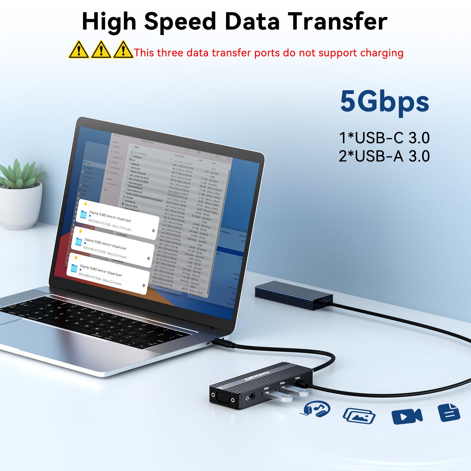 Estación de Acoplamiento USB-C Hub 8 en 1 con