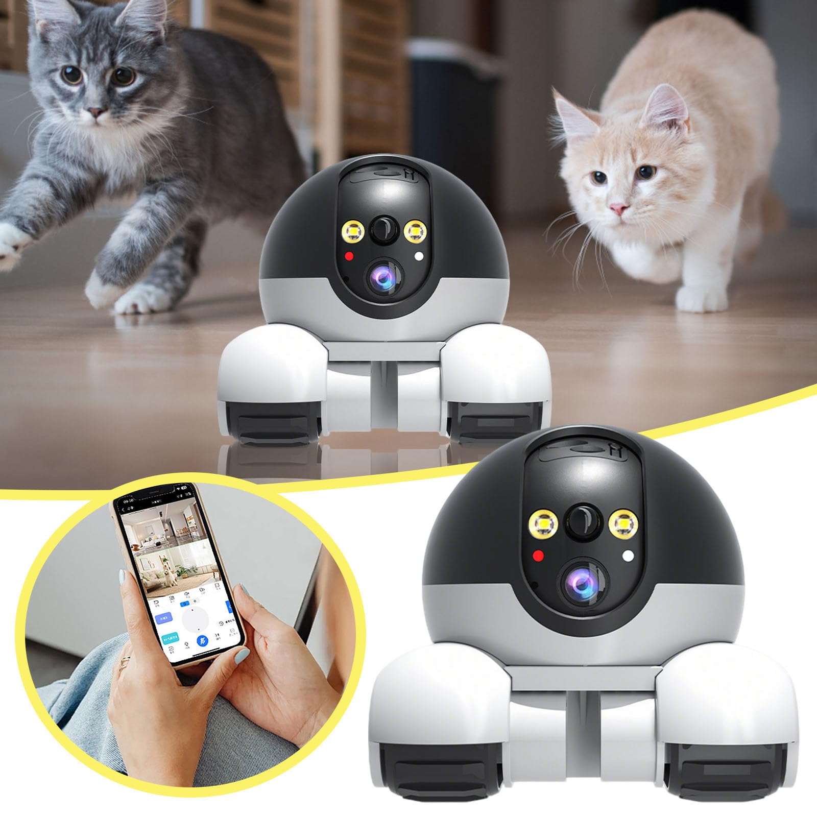 Anedios 1080P Dual Lens Movable Robot Security Camera