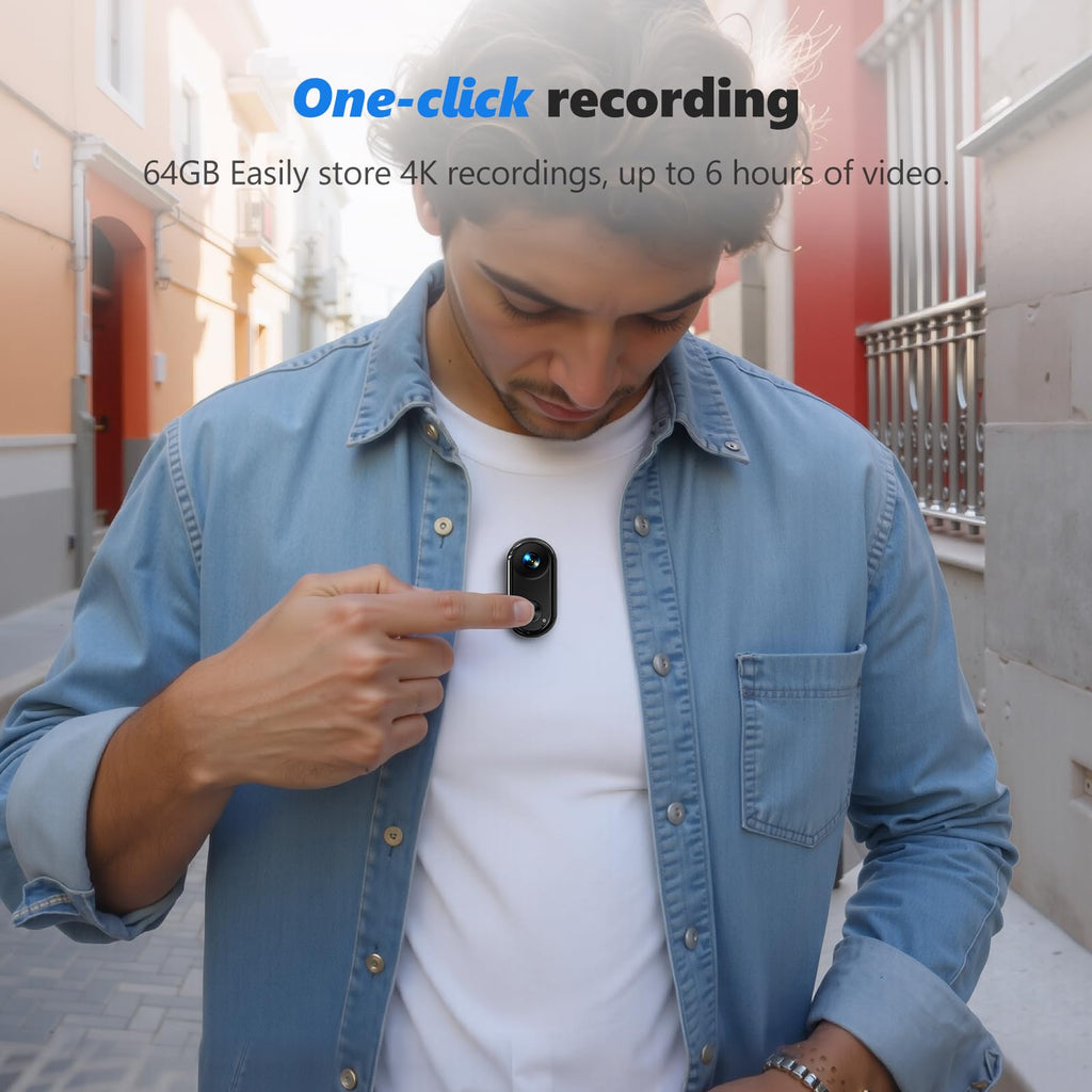 4K 30FPS Vlogging Camera, 64GB Hands-Free POV Camera, 98FT Waterproof Actioncamera with Case, Tiny Sport Cam 6-axis Stabilization, 150° Lightweight Thumb Bodycam 270min runtime, Mount Anywhere