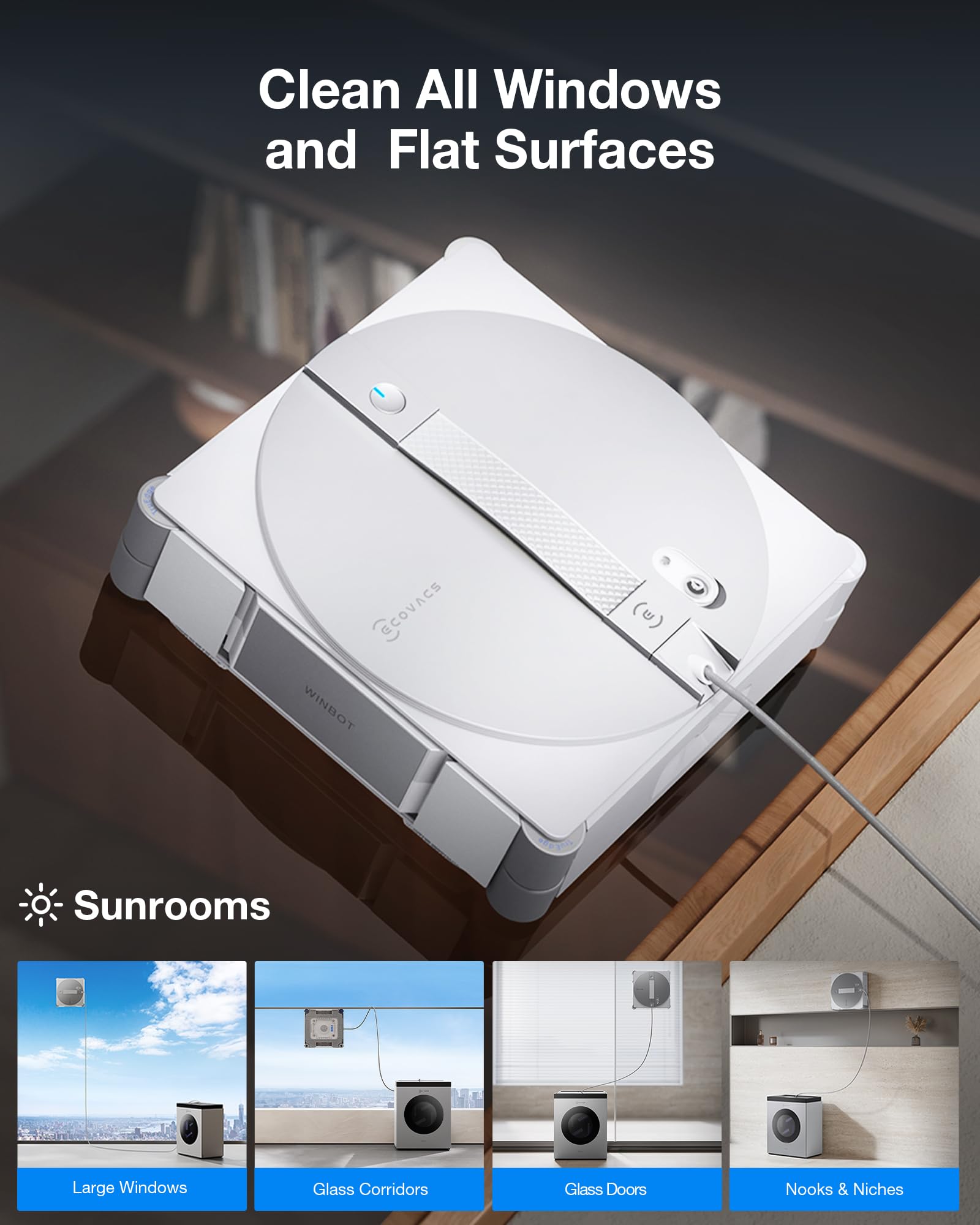 ECOVACS W3 Omni Hands-Free Robot Window Cleaner with Auto-Clean