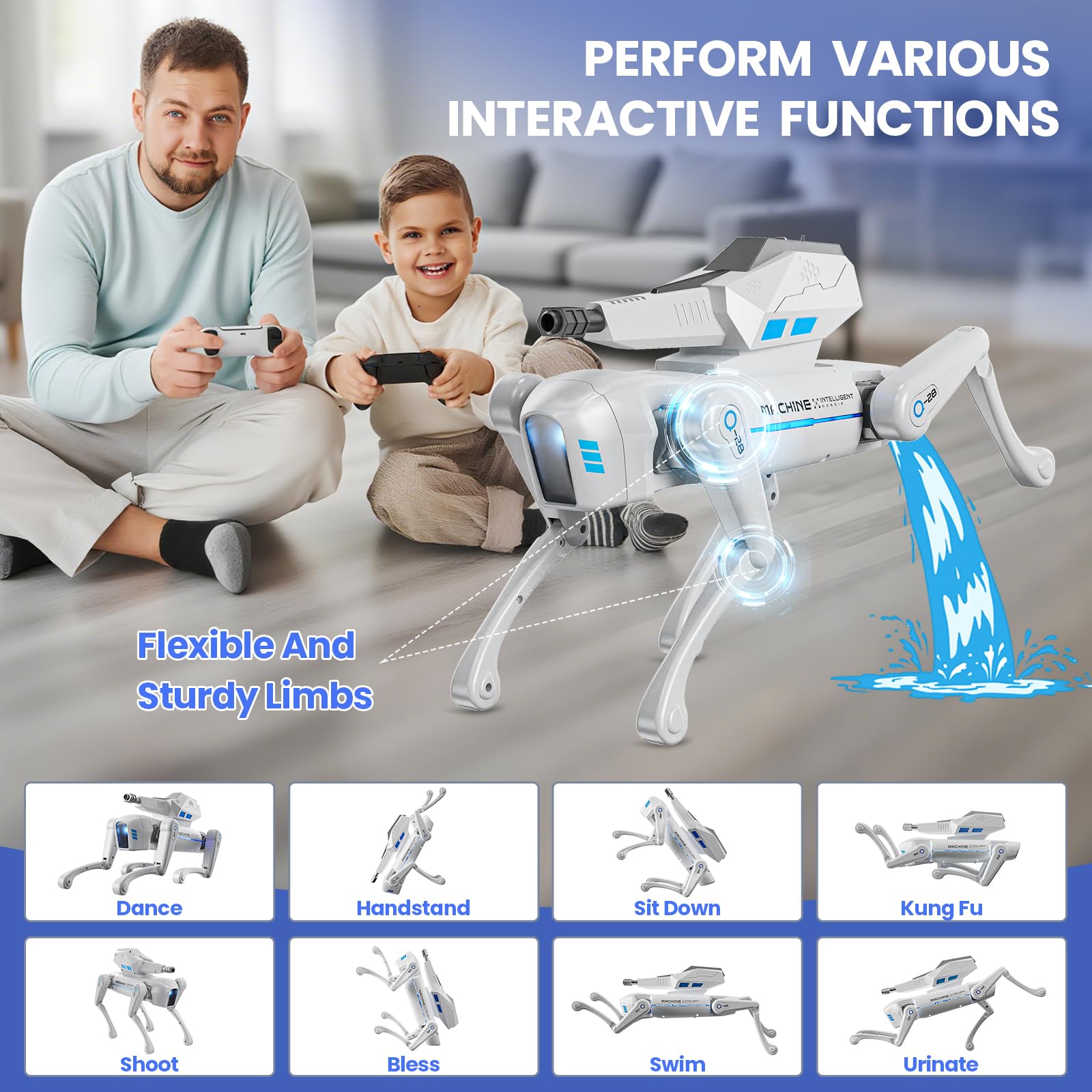 Interactive STEM Robot Dog with Blaster, Voice Control &