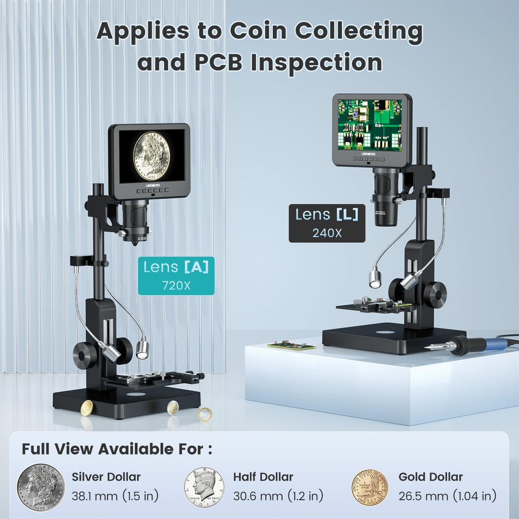 5 Lens HDMI Digital Microscope 5000X LM266S