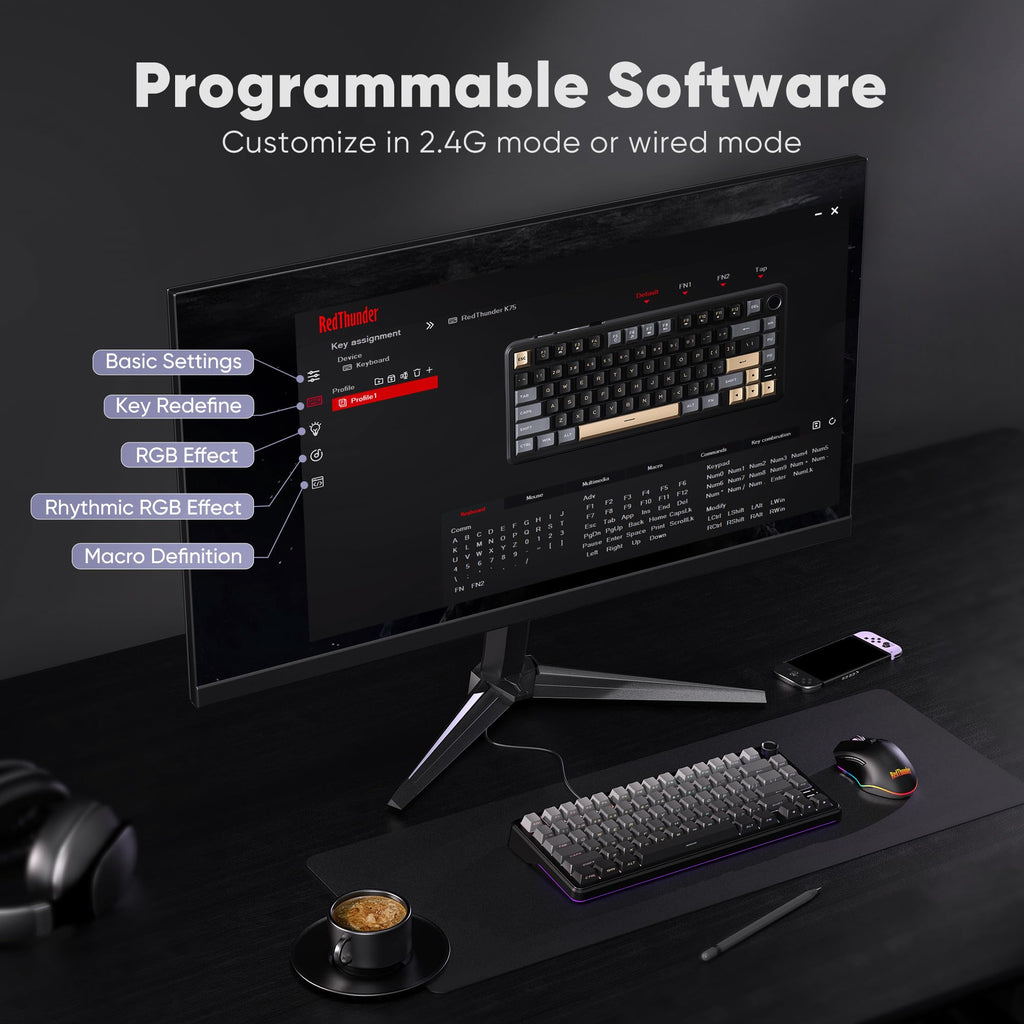 Teclado Mecánico Inalámbrico para Juegos K75 75% Hot Swappable