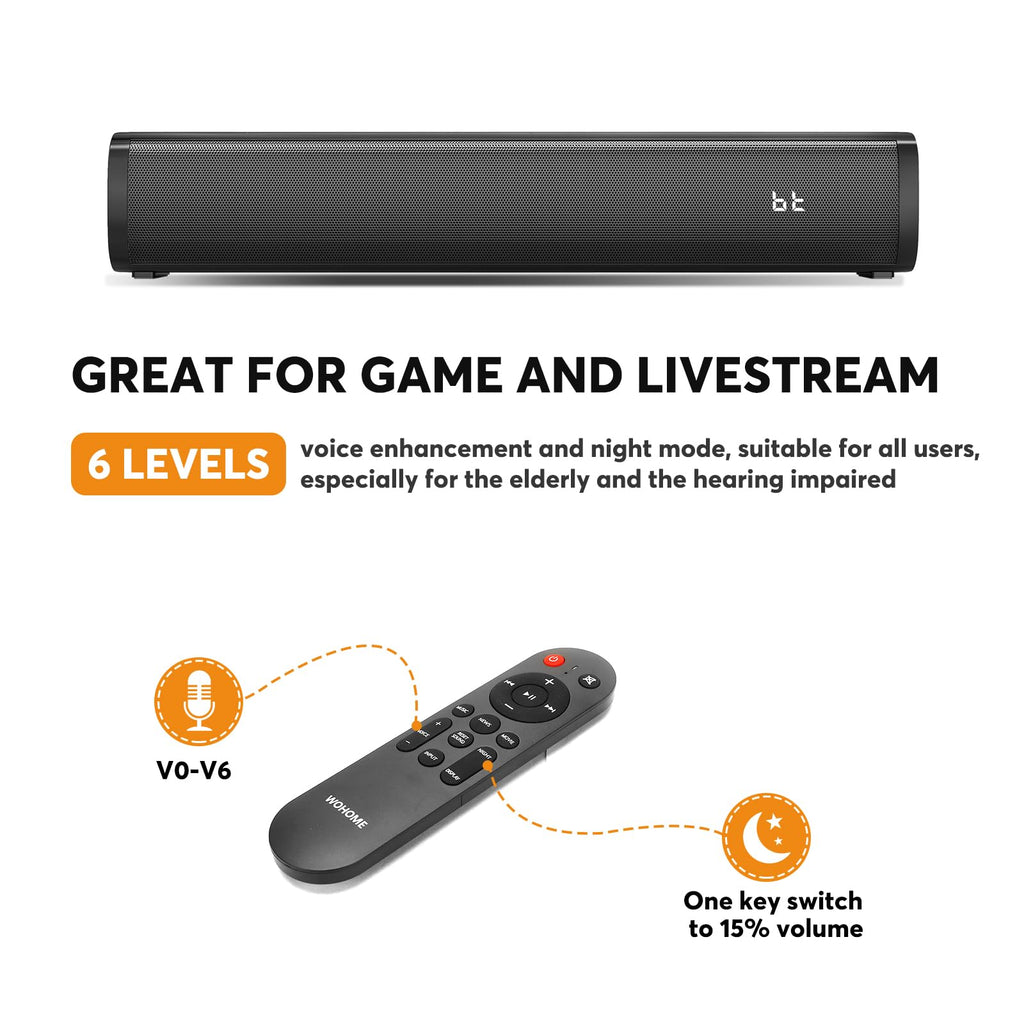 Compact TV Sound Bar with Deep Bass & Voice