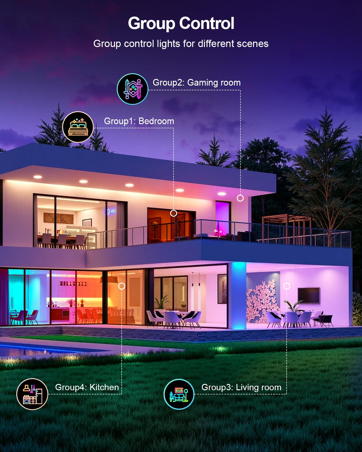 DUSKTEC Smart Recessed Lighting 6 Inch, RGBCW LED Recessed Ceiling Light Compatible with Alexa, Dimmable 16W 1500LM Canless Downlight with Junction Box for Living Room, 12 Pack