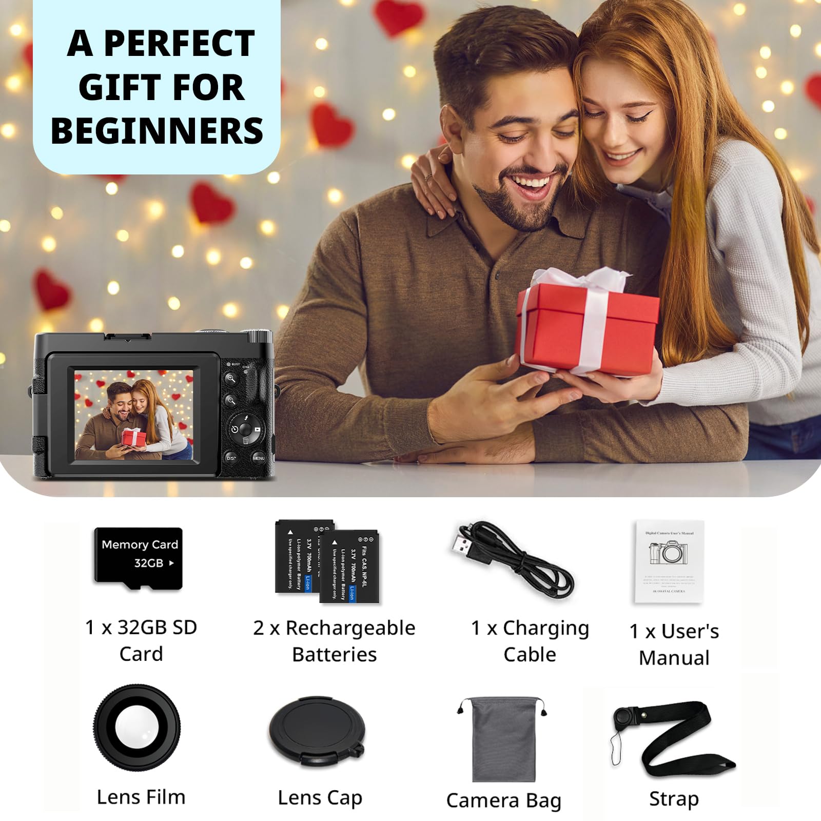 2026 4K Digital Camera with 48MP Autofocus and 16X Zoom